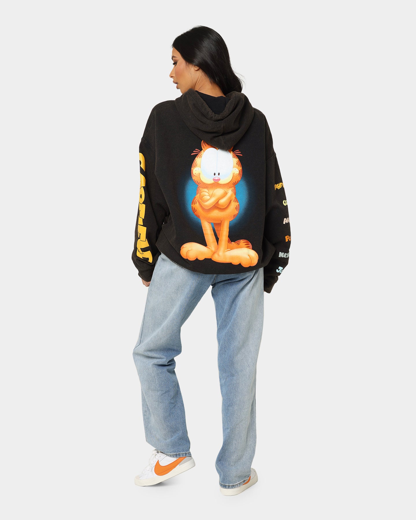 Vintage Garfield Hoodie - Black Wash | American Thrift | Retro Cartoon Sweatshirt for Men & Women | Perfect for Casual Wear, Cosplay & Gift Giving