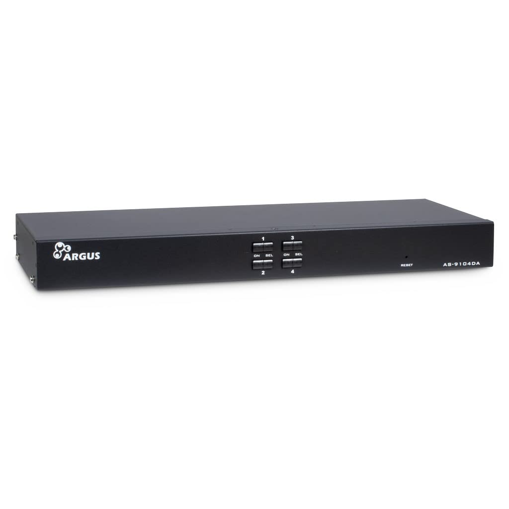INTER TECH AS-9104DA 4-Port KVM Switch with Rack Mount | Black | Ideal for Server Management & Data Centers | Secure Multi-Computer Control for IT Professionals