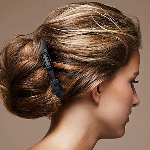 Professional Hair Styling Clips - MeeTo Sectioning Crocodile Hair Clips for Salon & Home Use, Plastic Hair Grip Clips for Hairdressing & Styling (Black) - Perfect for Curling, Blowouts & Updos