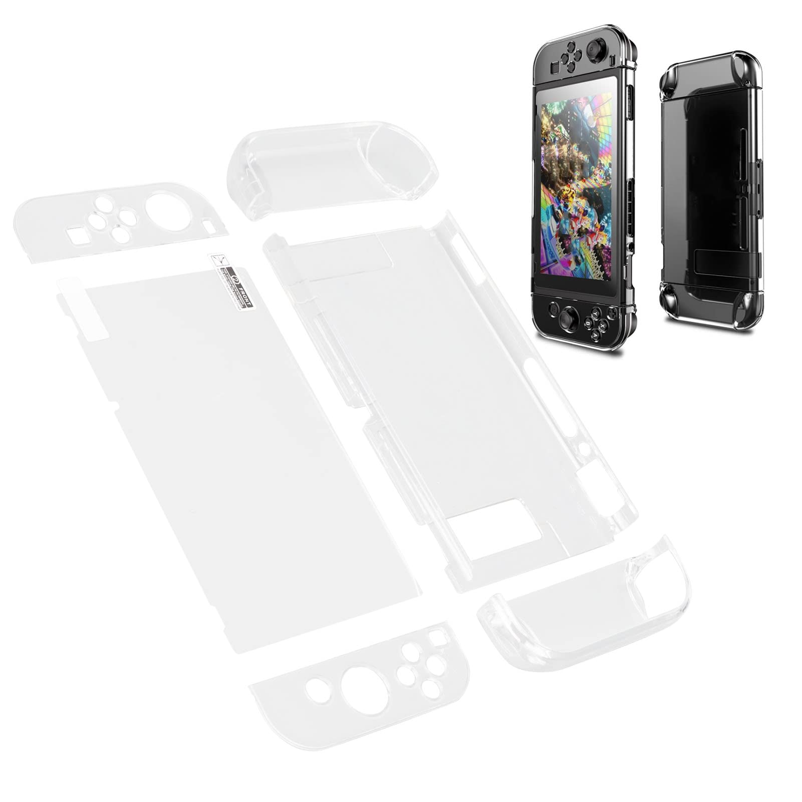 Tangxi Transparent Thin Protective Cover for Nintendo Switch Console - Dockable Gamepad Shell Case for Switch Controller | Perfect for Gaming, Travel & Home Entertainment