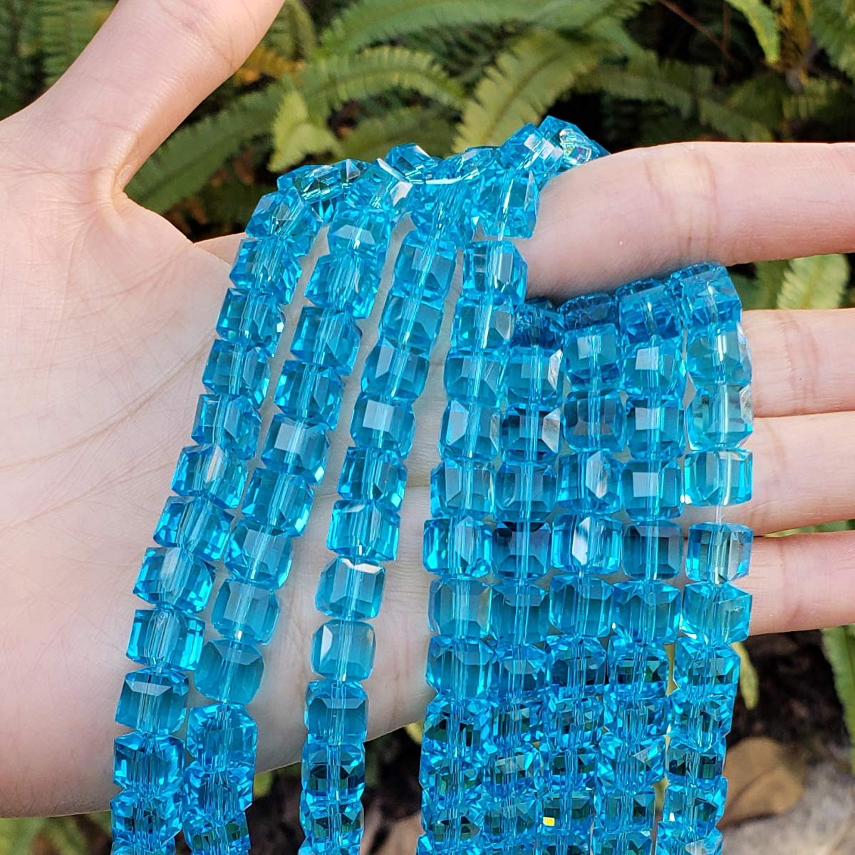 Czech Glass Beads 8mm (0.31 Inch) Aqua Blue Faceted Cube Spacer Beads - 190-196pcs Bulk for DIY Jewelry Making, Bracelets, Necklaces & Craft Projects - Premium Quality Loose Beads for Jewelry Designers & Crafters