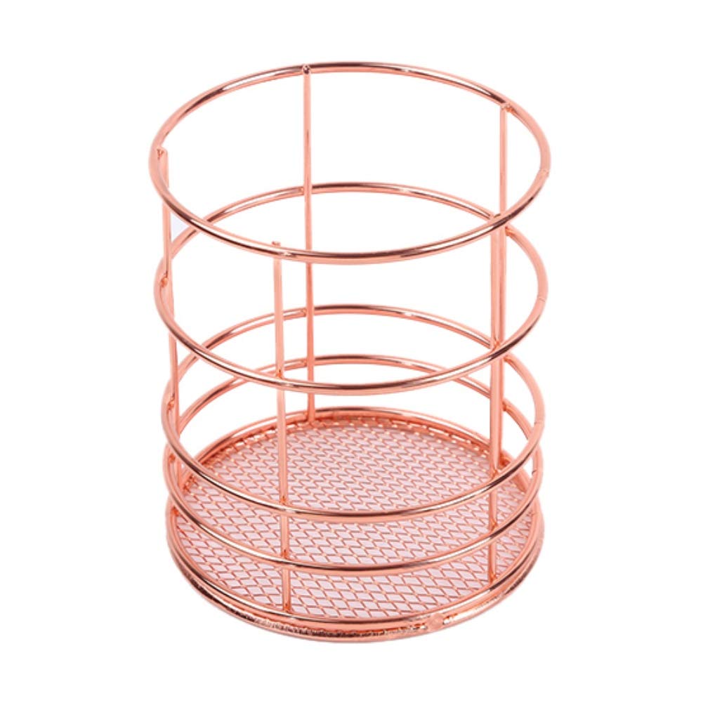 Rose Gold Storage Basket - Modern Home Organizer for Kitchen, Office & Decor