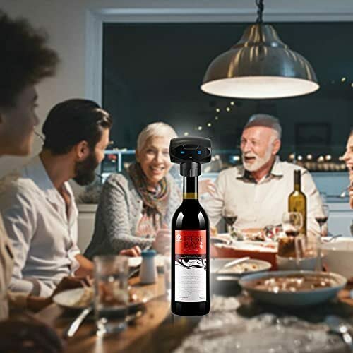 Electric Wine Stoppers & Automatic Vacuum Pump - Reusable Wine Bottle Sealer & Cork Saver Plug | Perfect Gift for Wine Lovers | Keep Wine Fresh for Days | Ideal for Parties, Dinners & Home Bars