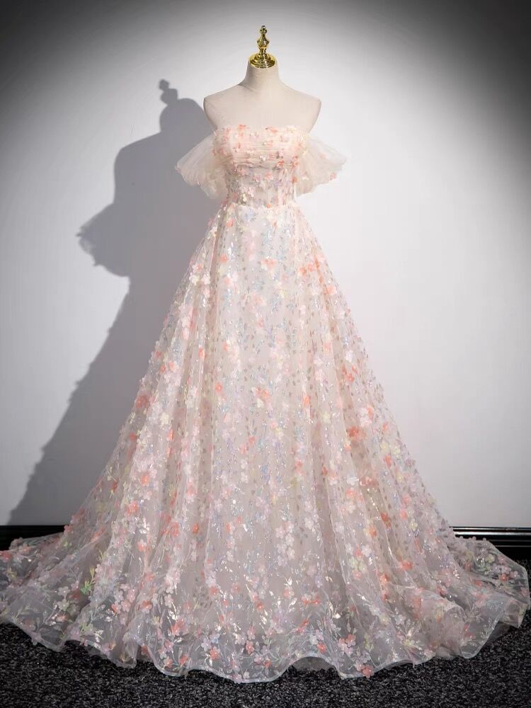 Off The Shoulder A-Line Flora Prom Dress - Sweet Birthday Party Gown J3081 | Elegant Formal Evening Gown for Homecoming, Quinceañera, Wedding Guest & Special Occasions