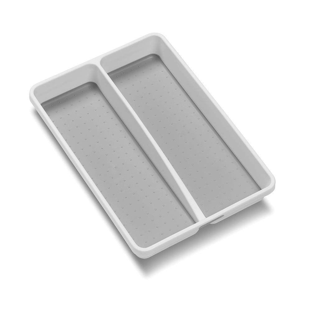 Madesmart Mini 2-Compartment Grip Base Utensil Tray - White | Kitchen Countertop Organizer for Utensils, Spoons & Forks | Perfect for Small Spaces & Drawer Storage