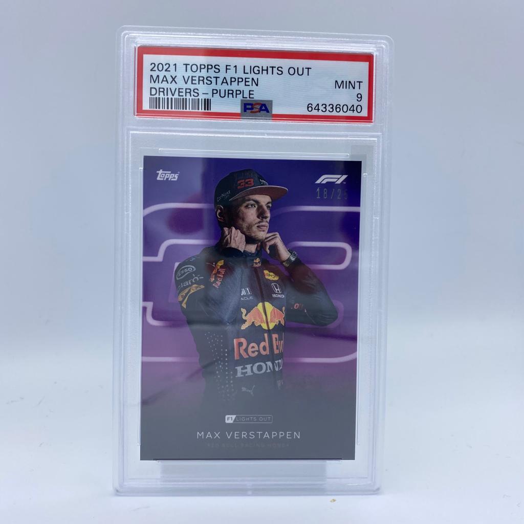 PSA 9 Graded 18/25 Max Verstappen Purple Parallel Racing Card - Perfect for F1 Collectors, Sports Memorabilia Displays & Racing Enthusiast Gifts
