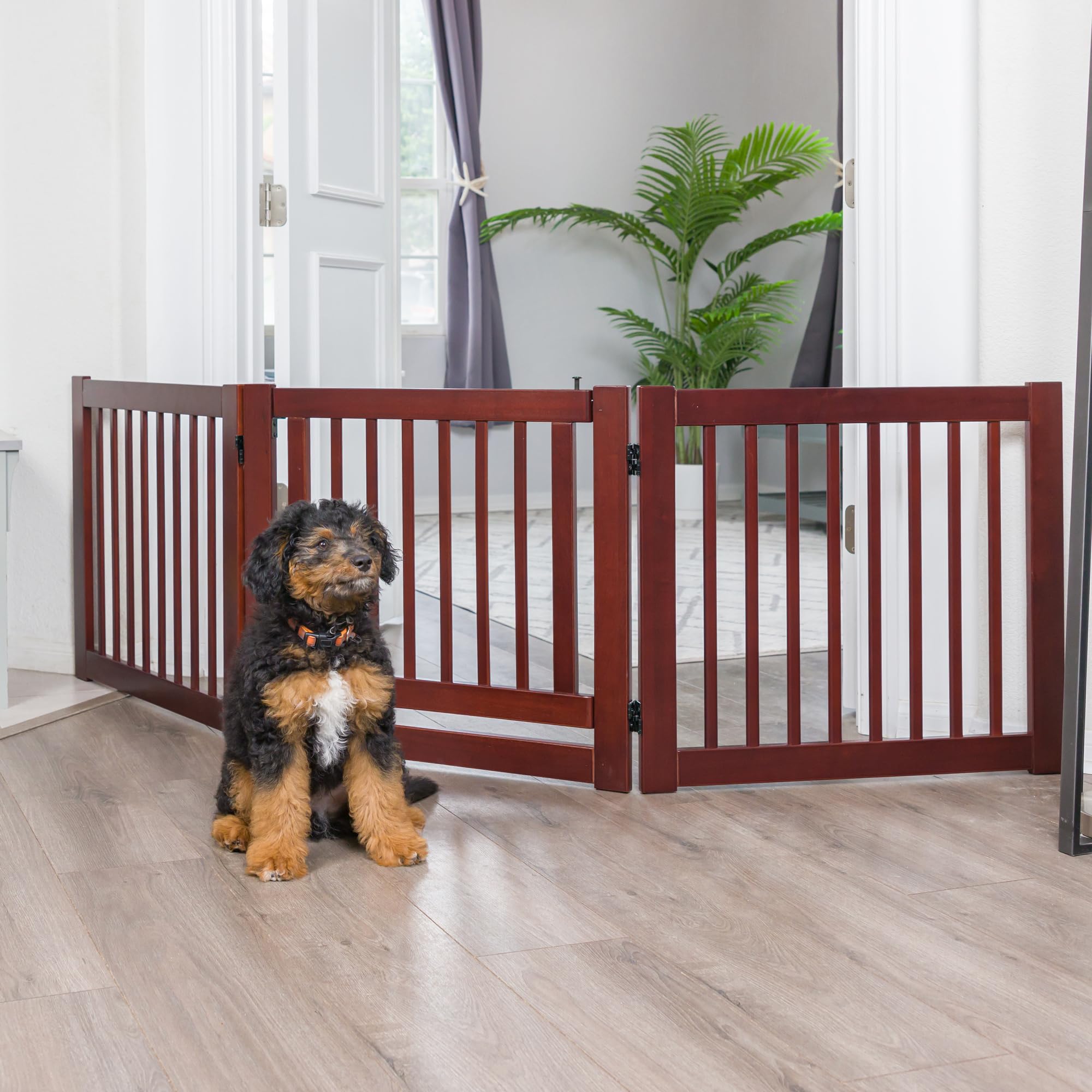 360° Adjustable Freestanding Pet Gate with Door - Ideal for Home, Stairs & Wide Openings | Safe & Secure for Dogs & Cats