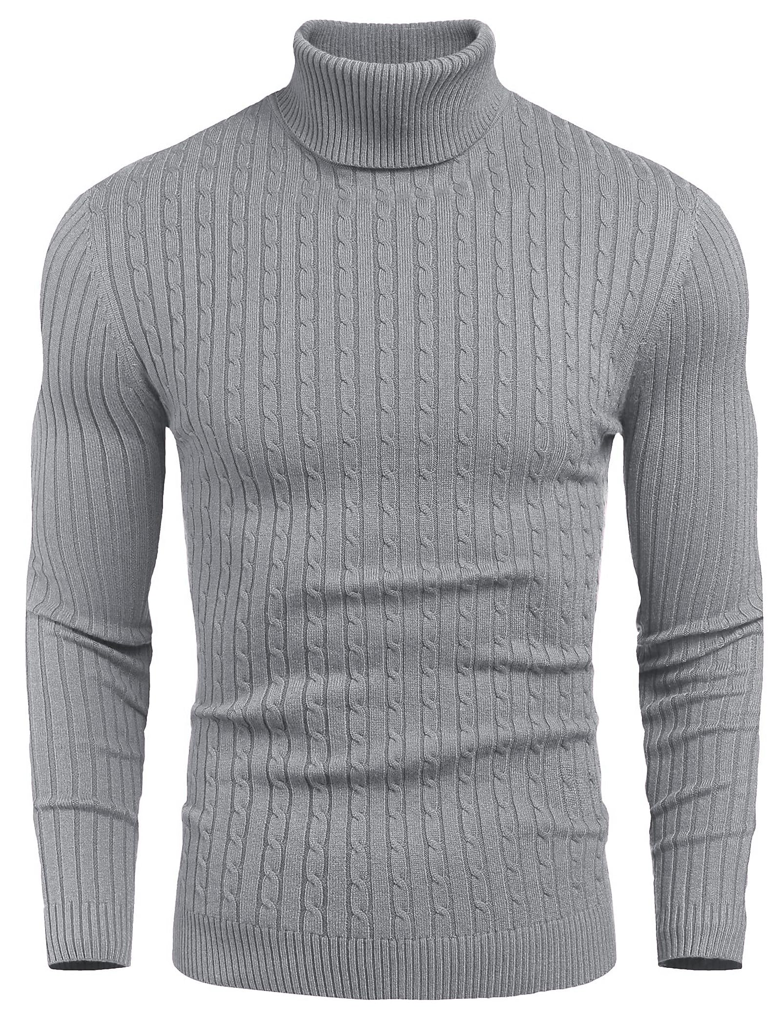 COOFANDY Men's Slim Fit Turtleneck Sweater - Casual Twist Pattern Knit Pullover for Winter, Fall & Spring | Office Wear, Date Night, Business Casual Outfits