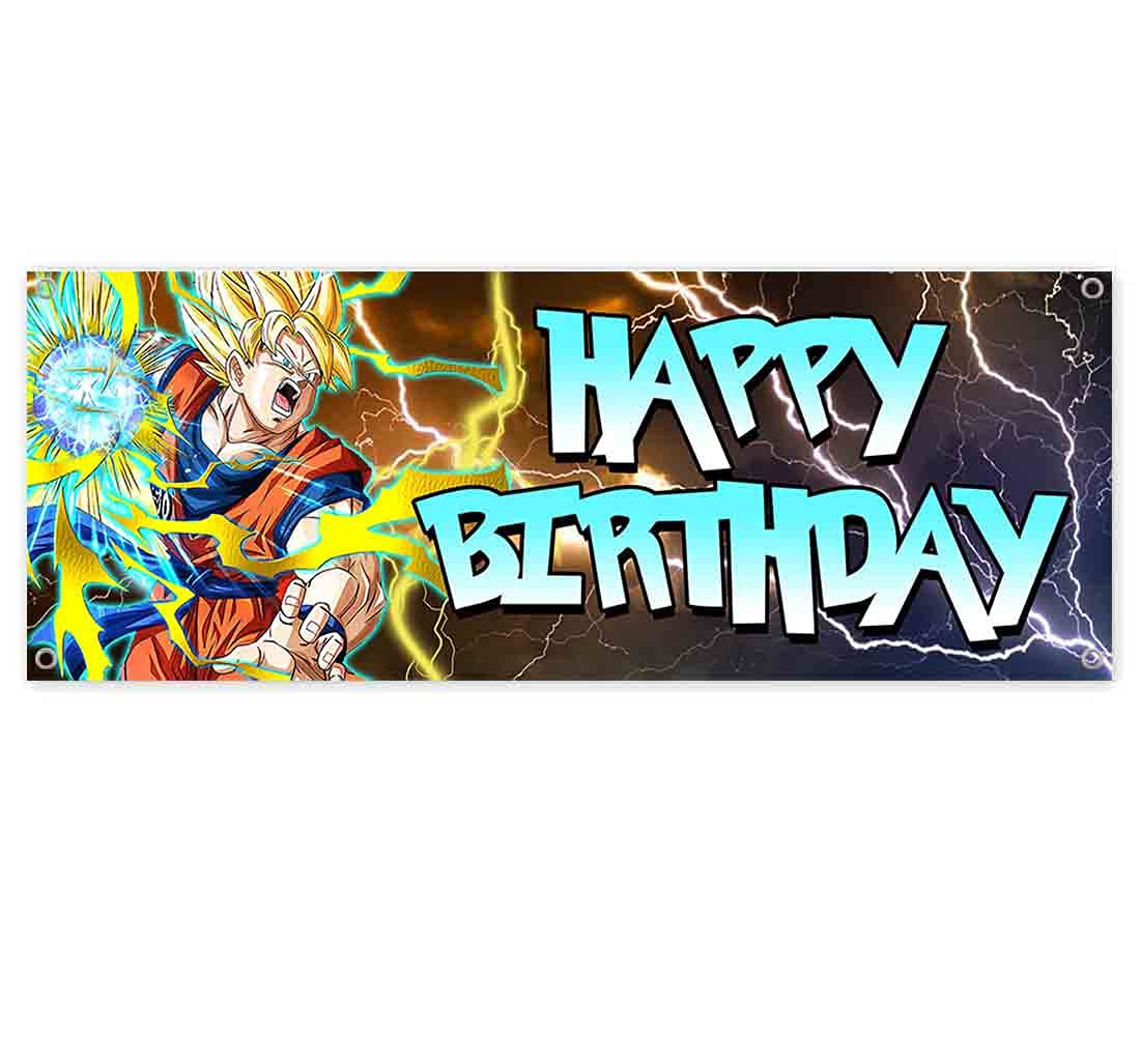 Anime Character Happy Birthday Banner - 13 oz Heavy-Duty Vinyl with Metal Grommets - Perfect for Birthday Parties, Anime Conventions & Home Decor