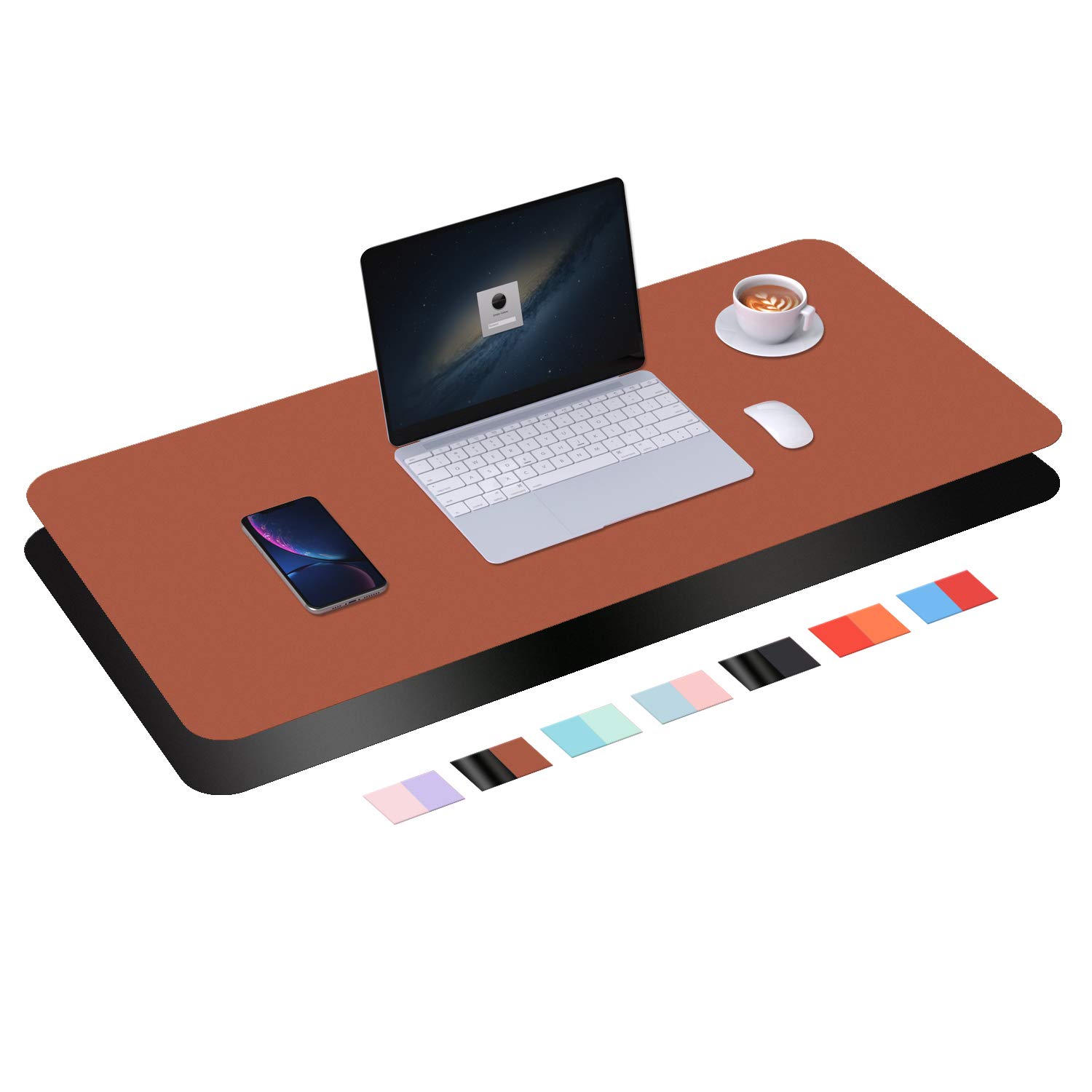 Premium PU Leather Desk Writing Pad - Non-Slip Dual-Sided Office Desk Mat for Keyboard & Mouse (27.5