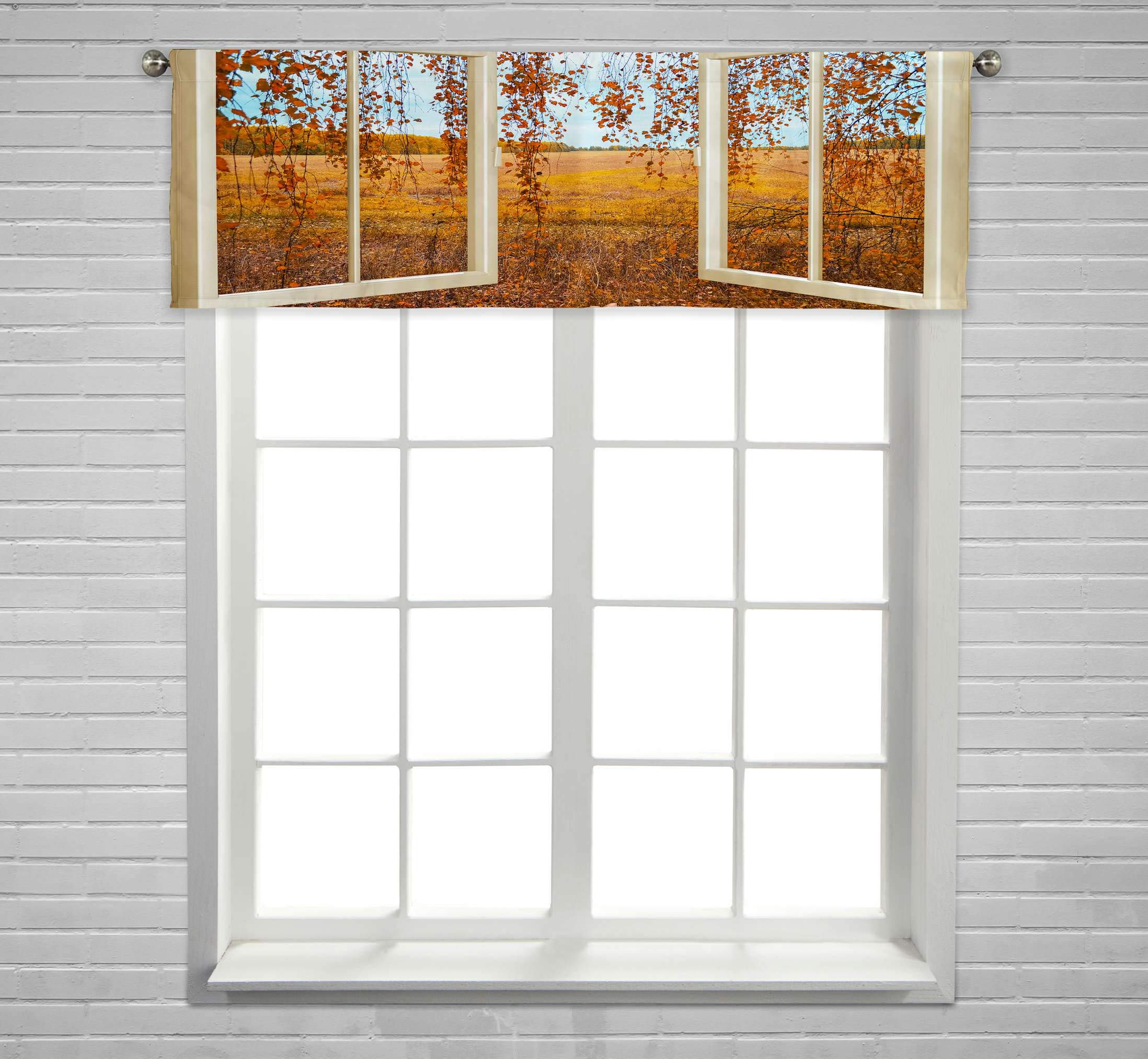 ECZJNT Autumn Forest Scenic Window Curtain Valance with Rod Pocket - 54x18 Inch for Living Room, Bedroom & Home Decor