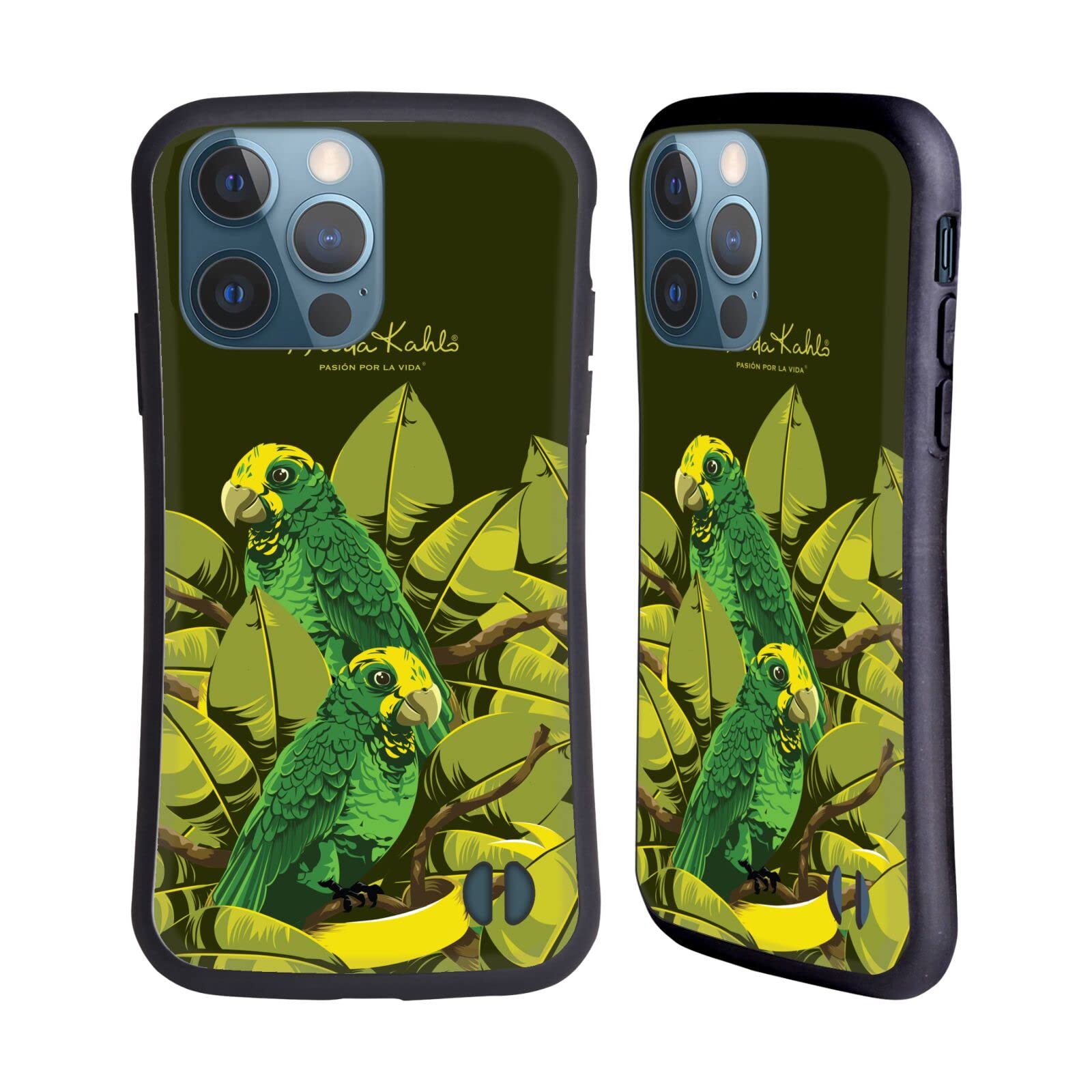 Officially Licensed Frida Kahlo Love Birds Tropical Hybrid Phone Case for Apple iPhone 13 Pro - Durable Protective Cover with Artistic Design for Everyday Use & Travel