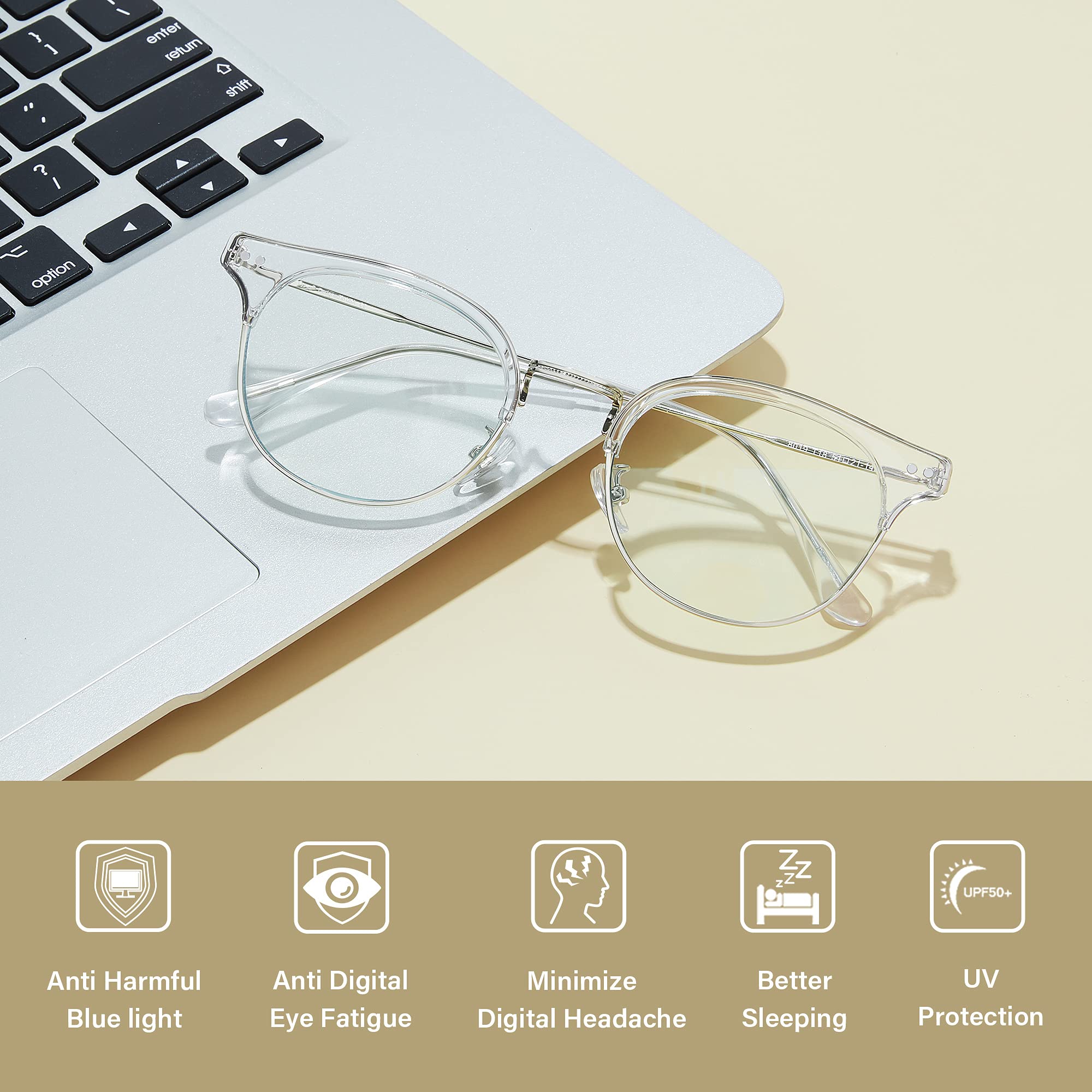 Cyxus Blue Light Blocking Glasses - Clear Lens Anti Glare Computer Glasses for Gaming, Reading & Office Work - Reduce Eye Strain for PC, Laptop & Digital Screen Use