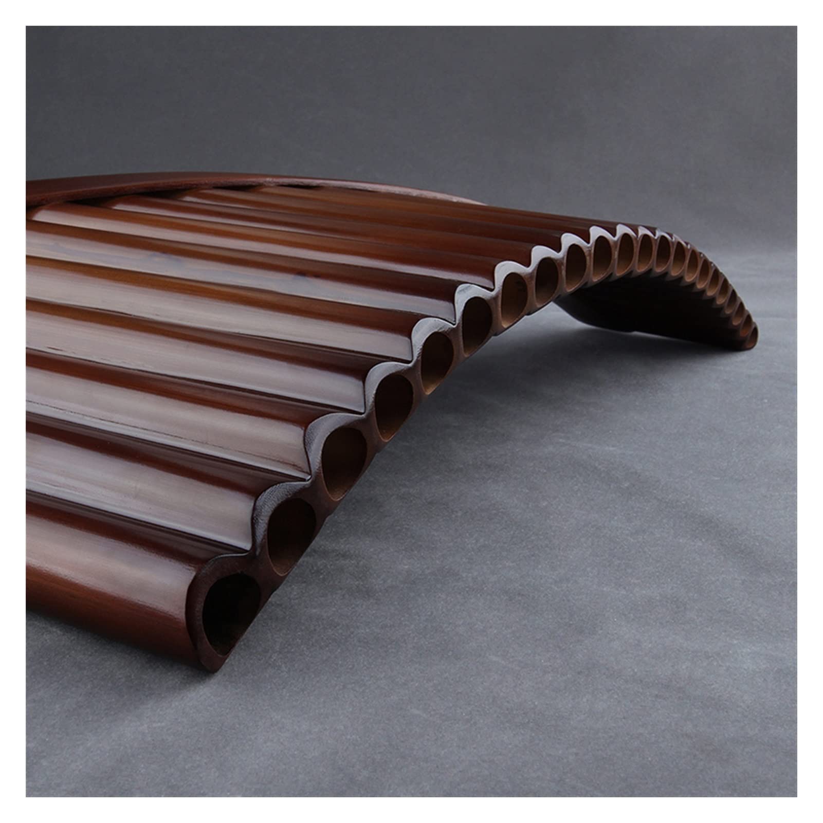 Professional 22-Pipe Pan Flute in C Key - Brown Handmade Folk Woodwind Instrument for Music Performances & Cultural Events