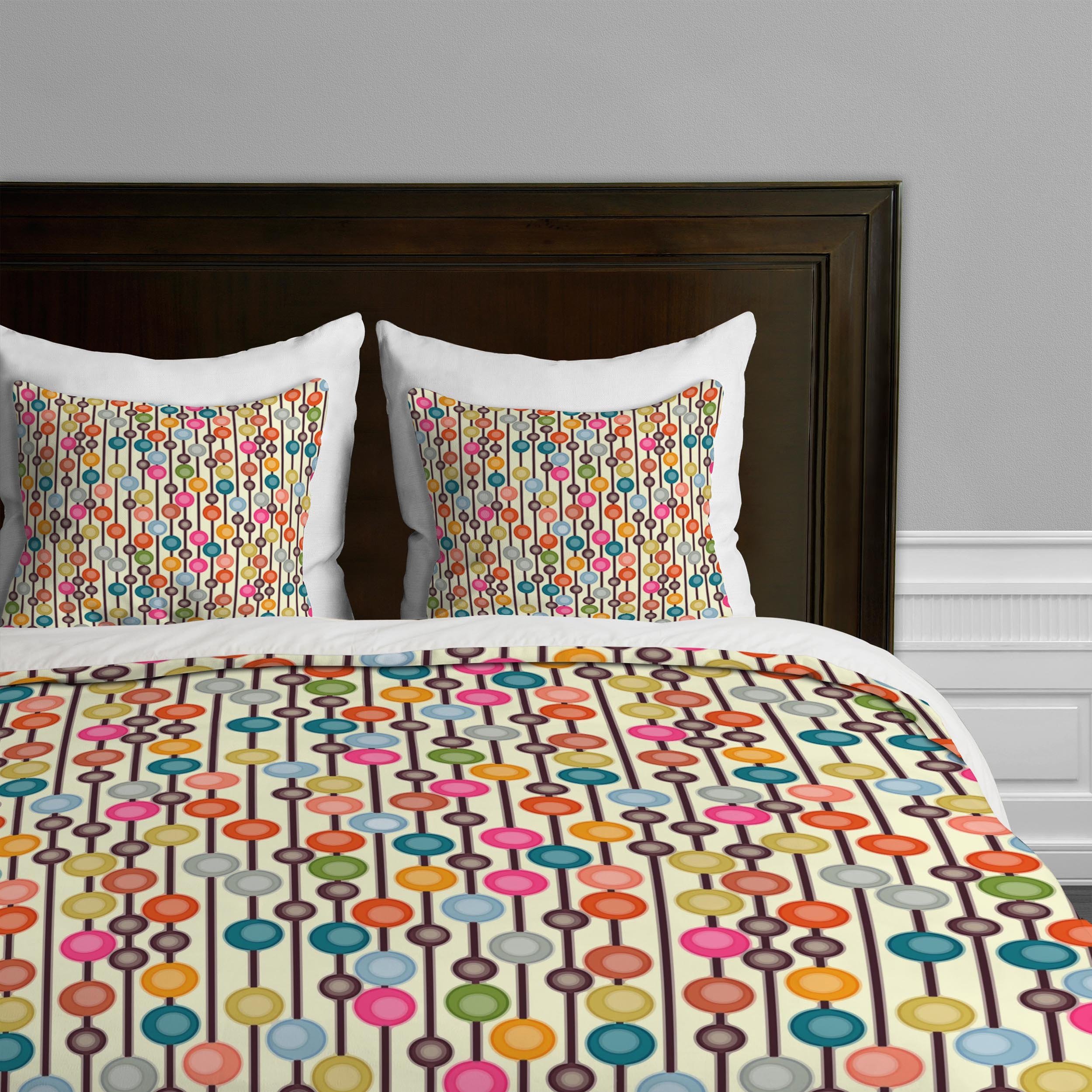 Deny Designs Sharon Turner Mocha Chocca Candy Bubbles Duvet Cover Set - King Size Chocolate Brown Bubble Print Bedding for Modern Bedroom Decor