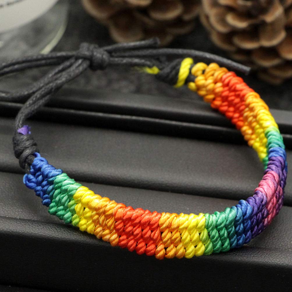 10pcs Handmade Pride Braided Bracelets - LGBT Rainbow Bracelet for Men & Women - Cotton Woven Rope Friendship Bracelet - Perfect for Pride Month, LGBTQ+ Events & Daily Wear