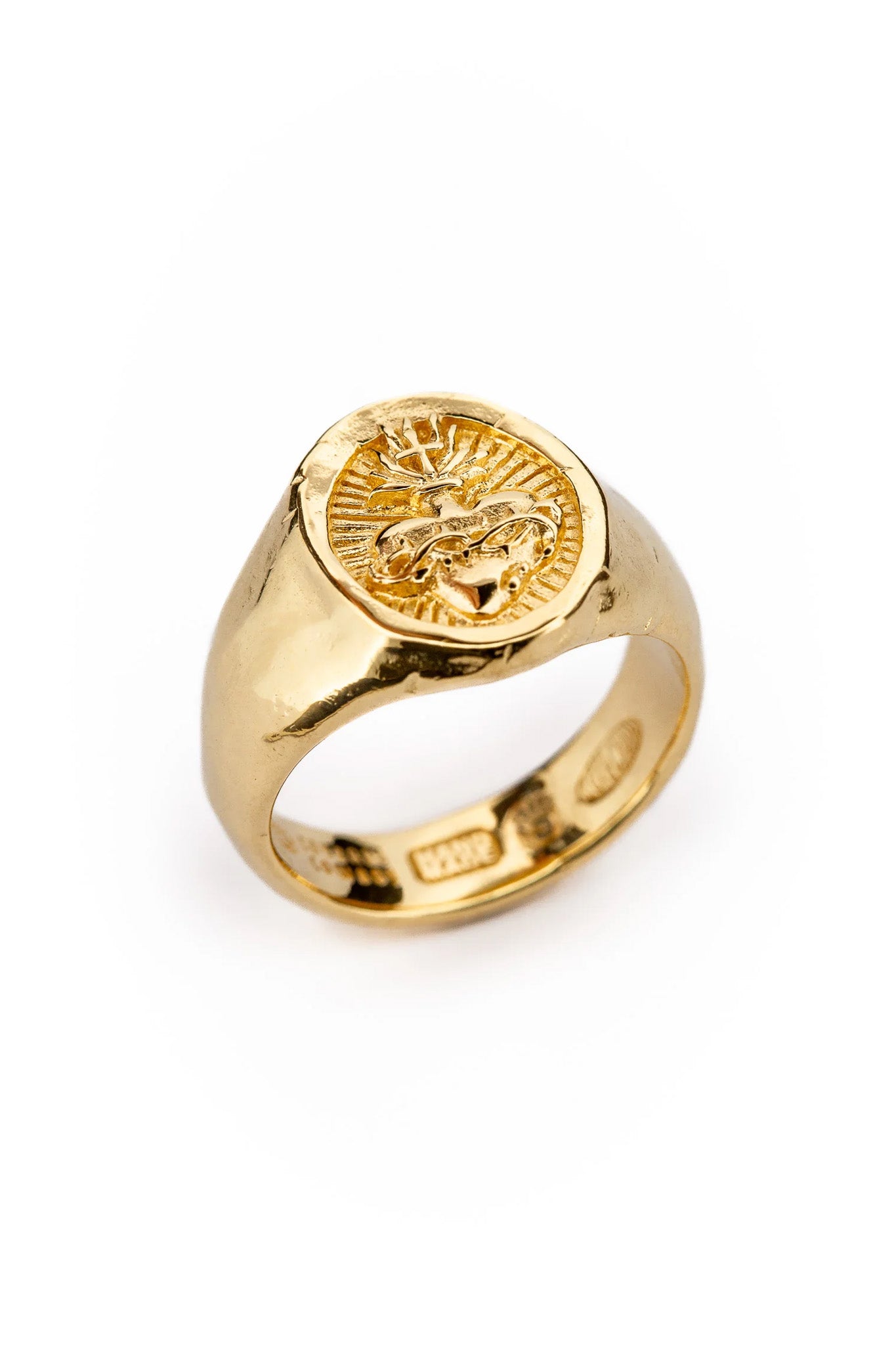 Sacred Heart Signet Ring in Gold - Elegant Religious Jewelry for Women, Perfect for Gifts, Weddings & Everyday Wear