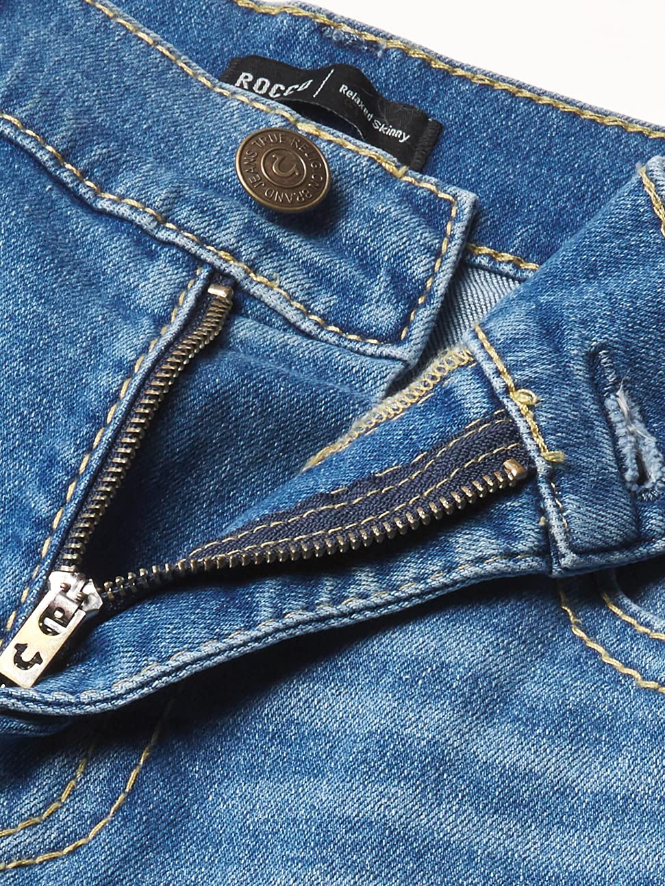 True Religion Men's Rocco Big T Skinny Fit Jeans with Back Flap Pockets - Premium Denim Pants for Casual Wear & Night Out