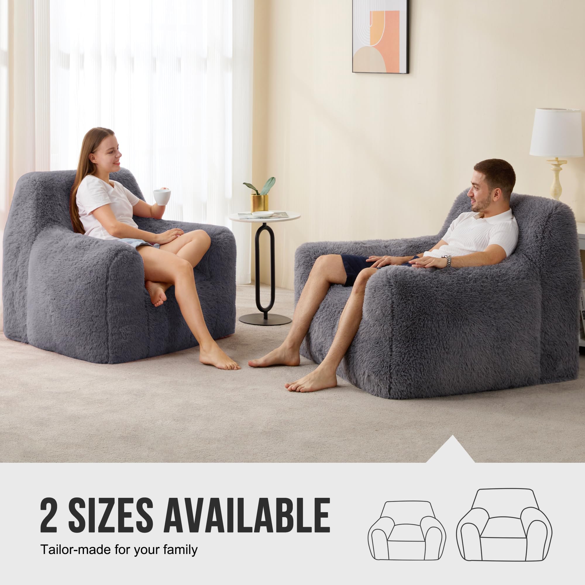 Hobestluk Giant Bean Bag Chair for Adults - Oversized Bean Bag Sofa with Armrests, Comfy Lounge Chair for Bedroom, Living Room, Dorm & Office - Perfect for Relaxing, Gaming & Movie Nights