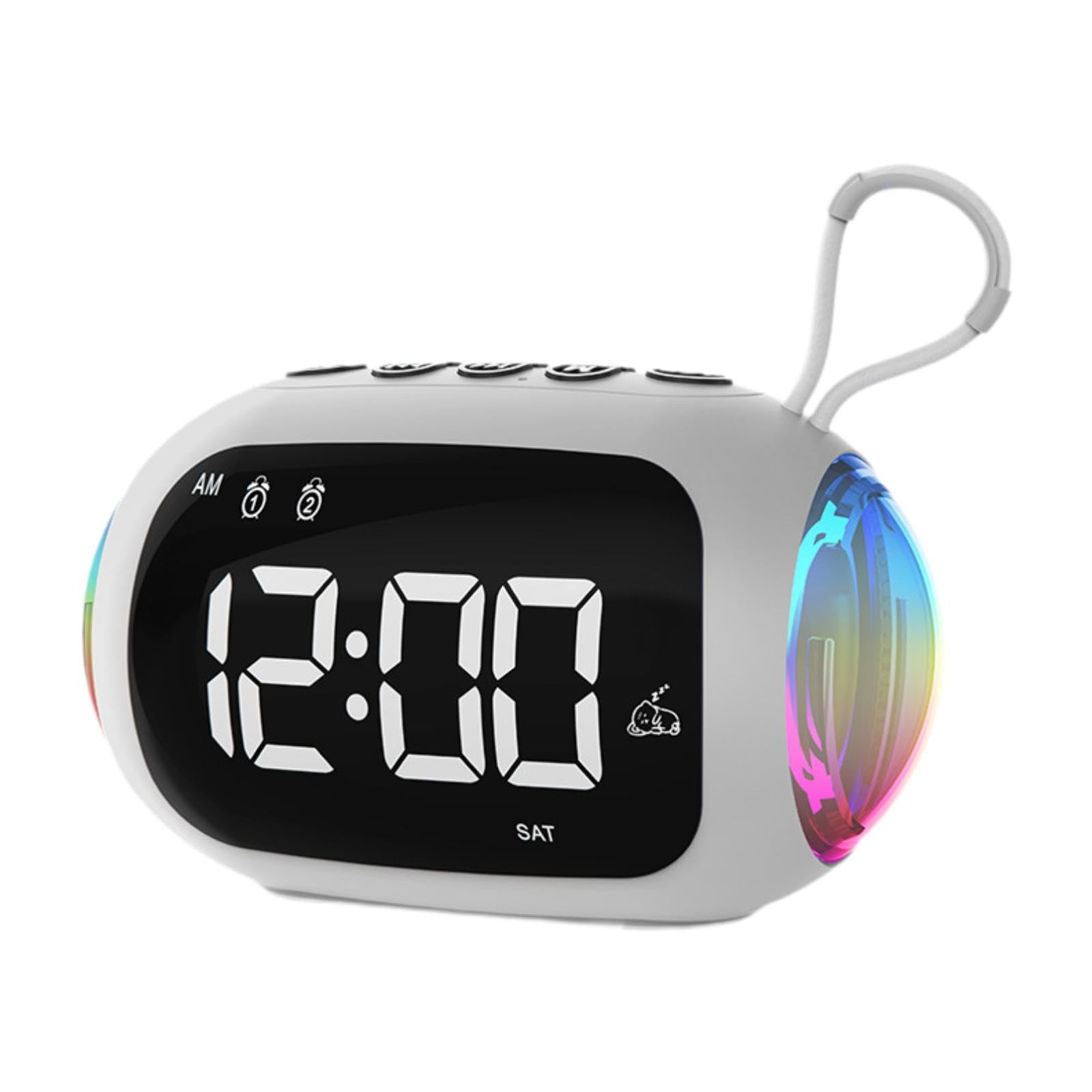 Kuntesetty Modern Digital Alarm Clock with Bluetooth Speaker, FM Radio, USB Charger - White | Bedroom, Office, Nightstand, Home Decor