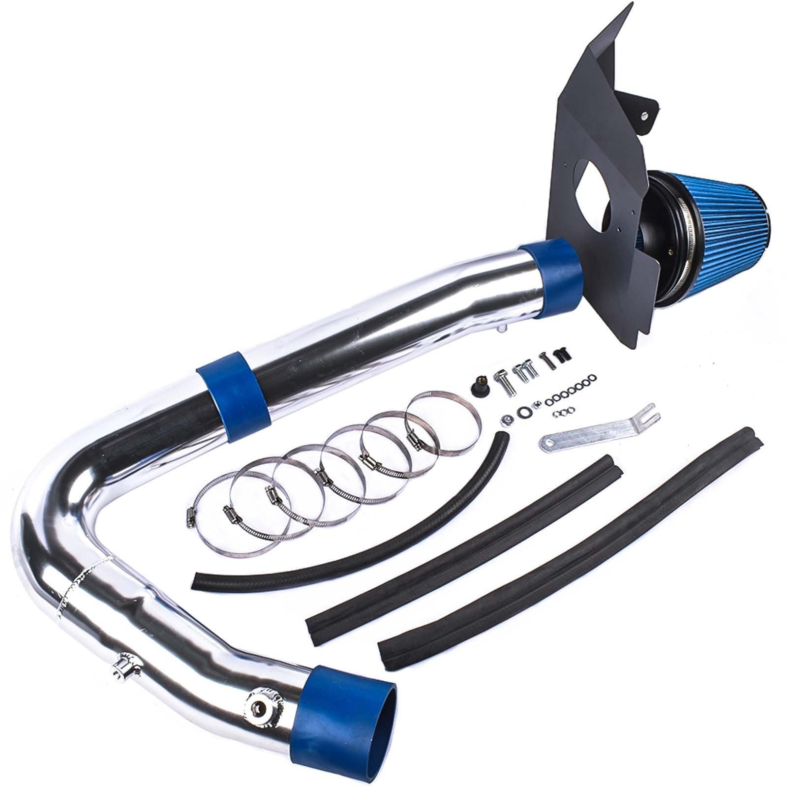 High Performance Heat Shield Cold Air Intake System with Blue Dry Filter - Compatible with 2011-2020 Chrysler 300/300C, Dodge Charger/Challenger 3.6L V6 (HI-DG-12BL) - Improves Engine Power & Fuel Efficiency for Street Racing & Daily Driving