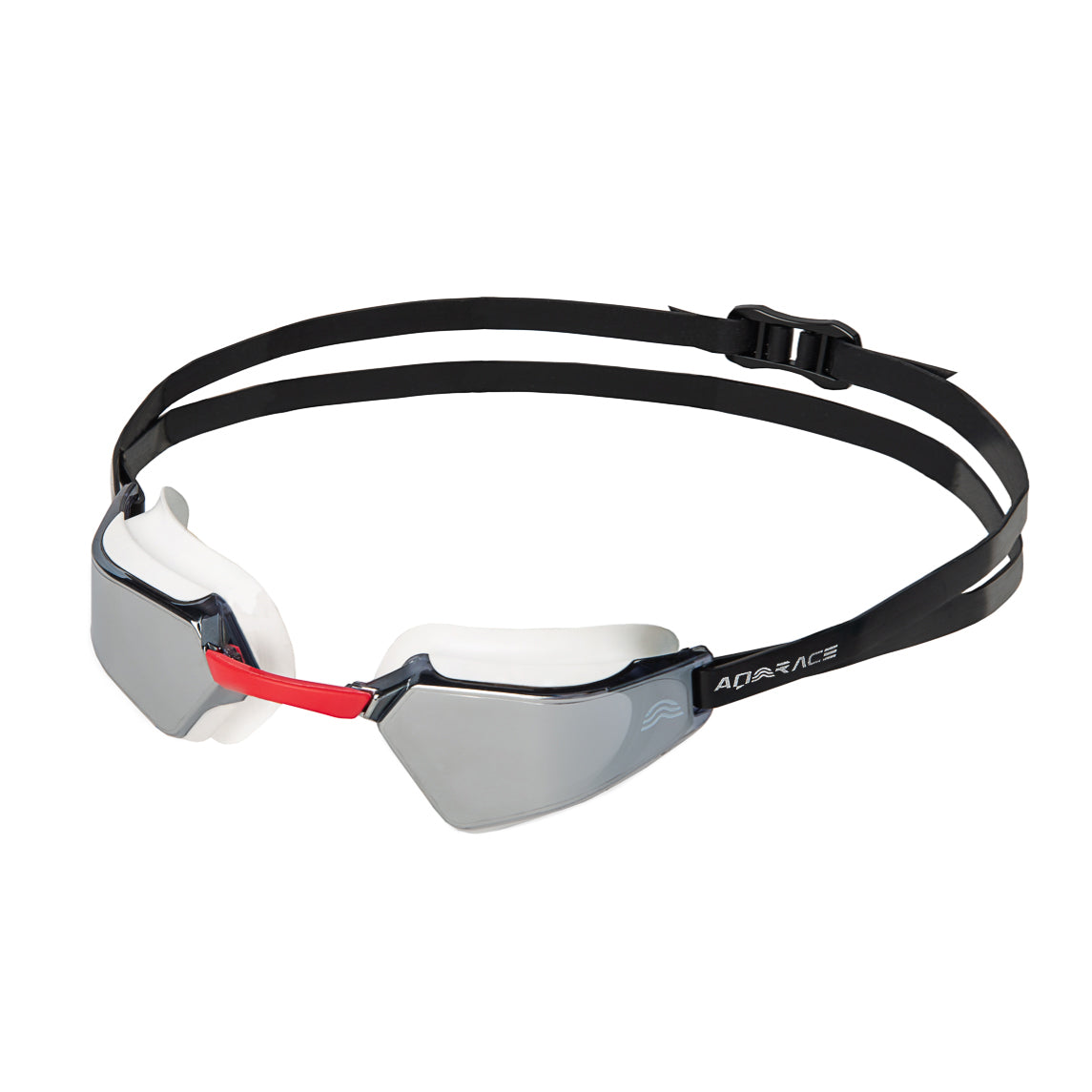 Aquarapid L2 Mirror Goggle - White/Red Swimming Goggles for Competitive & Recreational Swimming - UV Protection & Anti-Fog Lenses