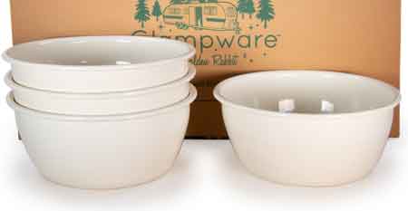 Premium Glampware Solid Cream Rim Bowls - Set of 4 Ceramic Soup Bowls for Dining, Entertaining & Home Decor | Perfect for Soup, Salad, Pasta & Dessert Serving