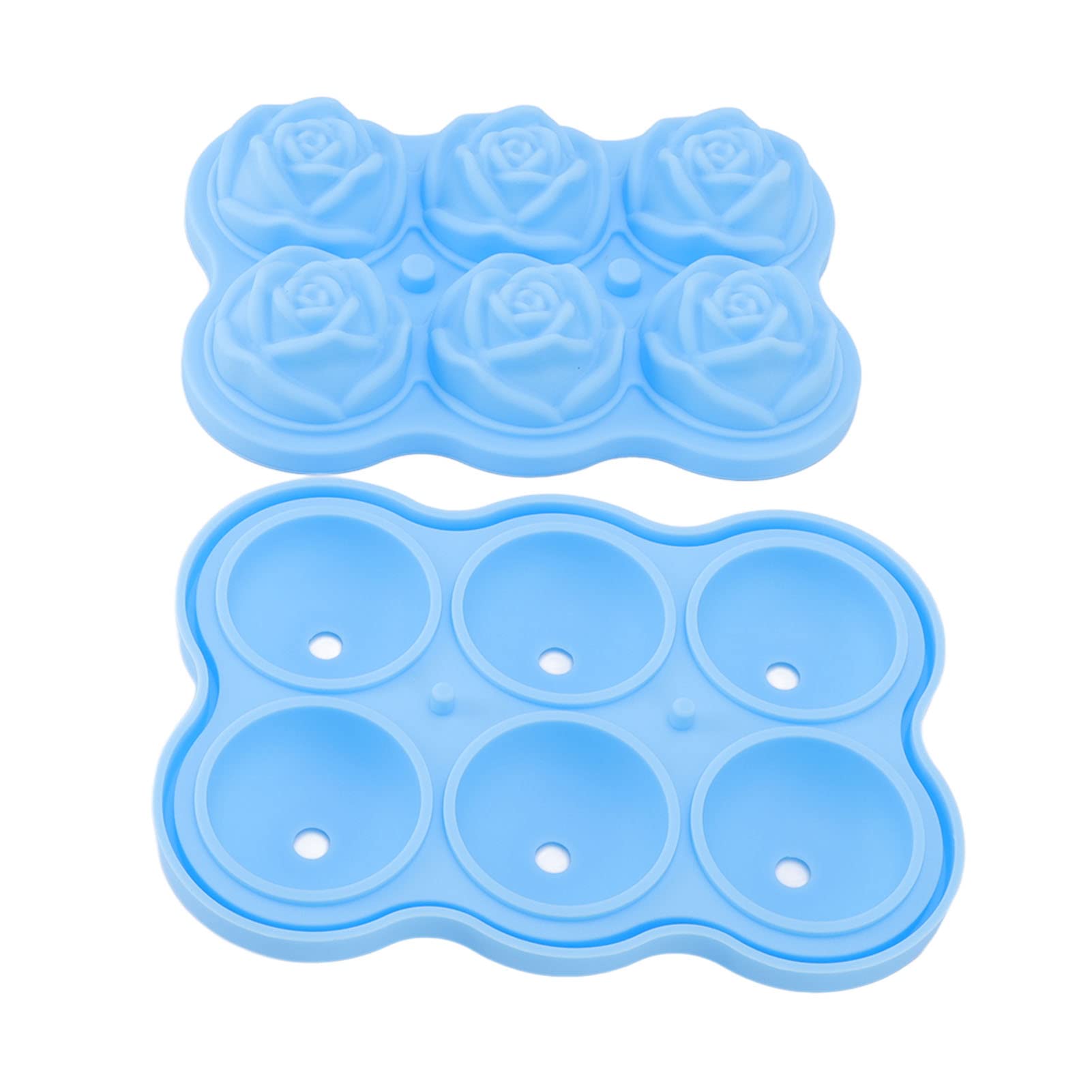 Zerodis 6-Cavity Rose Ice Tray - Silicone 3D Rose Ice Molds with Lids - Reusable Ice Cube Maker for Whiskey & Cocktails (Sky Blue) - Perfect for Parties, Weddings & Home Bars