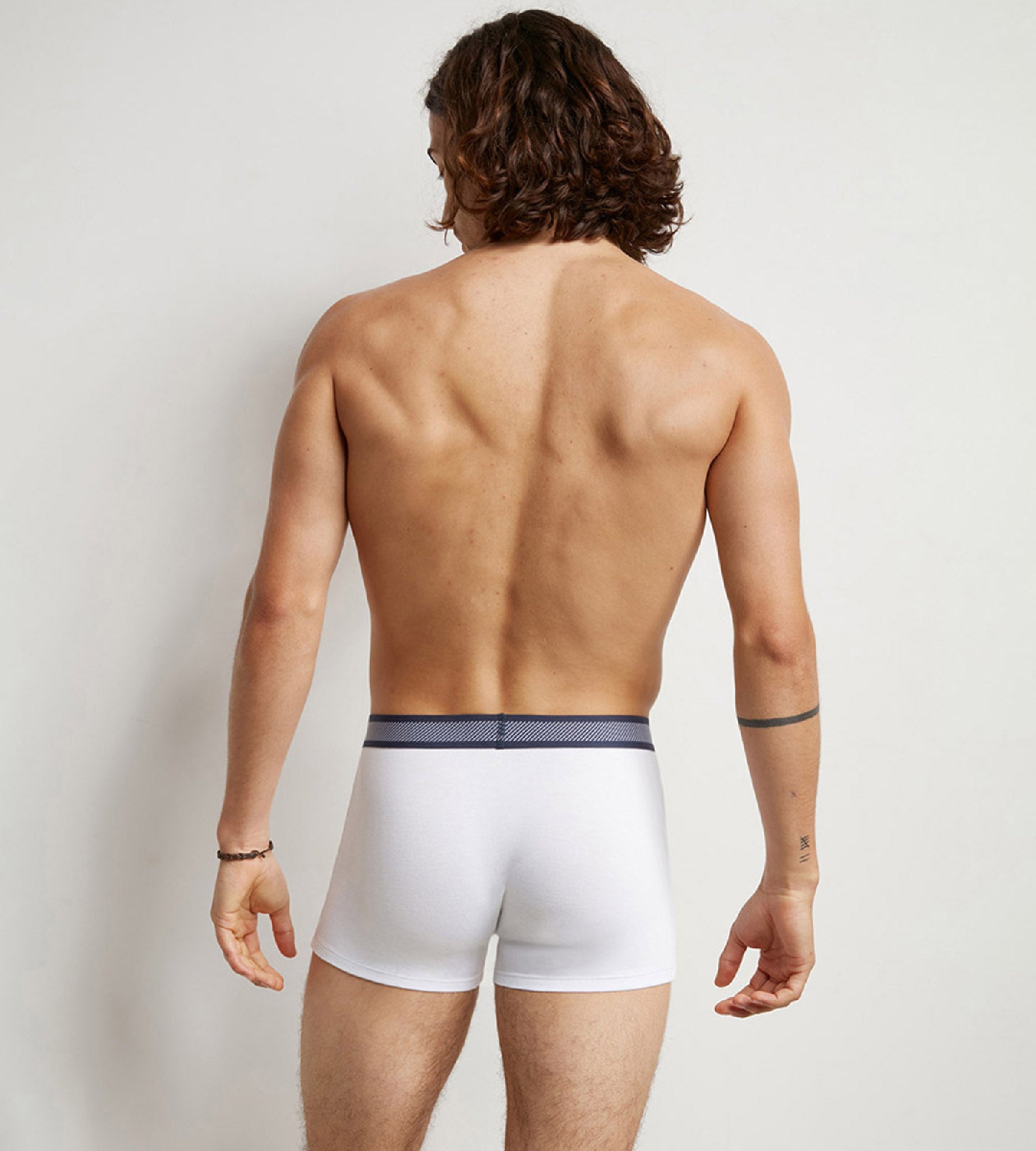 Men's Modal Cotton Boxer Briefs with Striped Waistband - White - Comfortable & Breathable Underwear for Everyday Wear, Gym & Travel