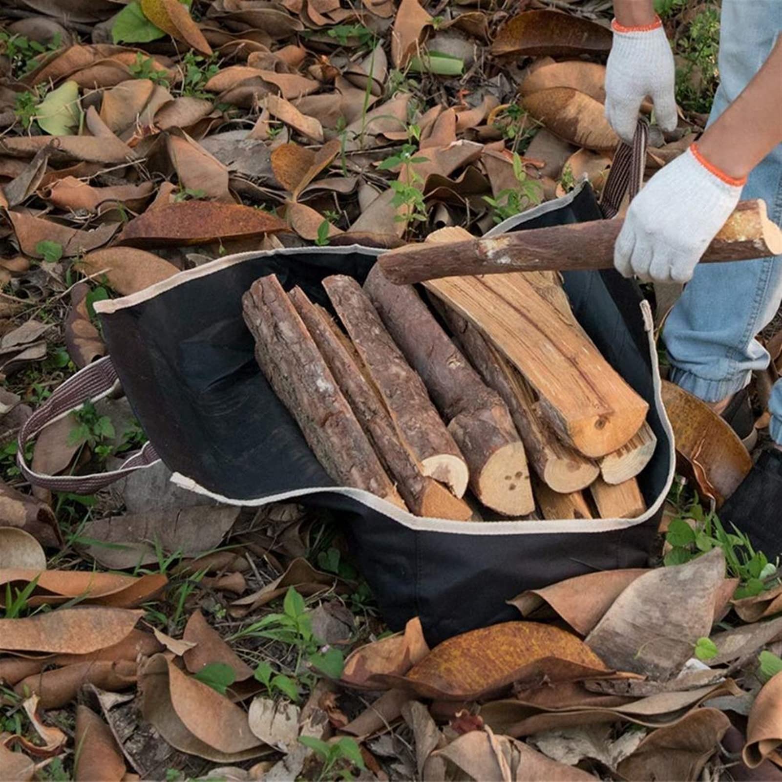 Firewood Log Rack - Heavy Duty Canvas Firewood Carrier Bag for Fireplace, Camping & Outdoor Use - Portable Wood Storage Tote for Indoor/Outdoor Firewood Handling - Perfect for Fireplace, Backyard, Picnic & Camping Trips
