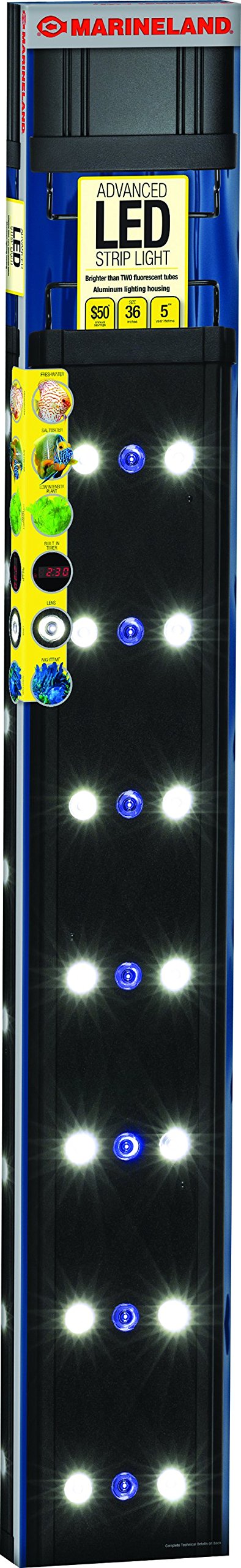 Marineland ML90618-00 Advanced LED Aquarium Light Strip - 36 Inch Fish Tank Lighting for Freshwater & Saltwater | Perfect for Plant Growth & Coral Reef Tanks