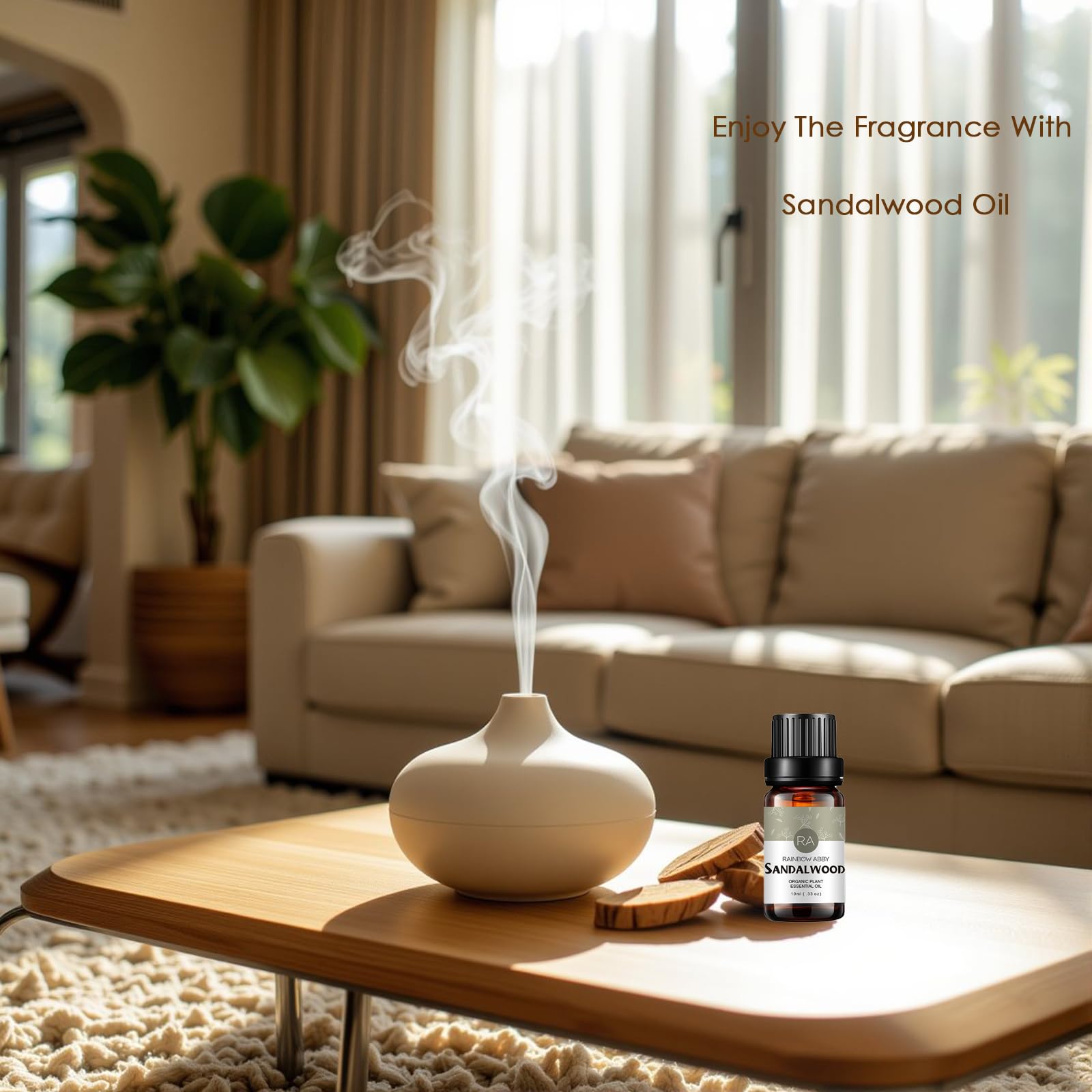 Pure Sandalwood Essential Oil - 100% Natural Aromatherapy Oil for Diffusers, Massage & Relaxation (10ml) | Perfect for Stress Relief, Meditation & Home Spa