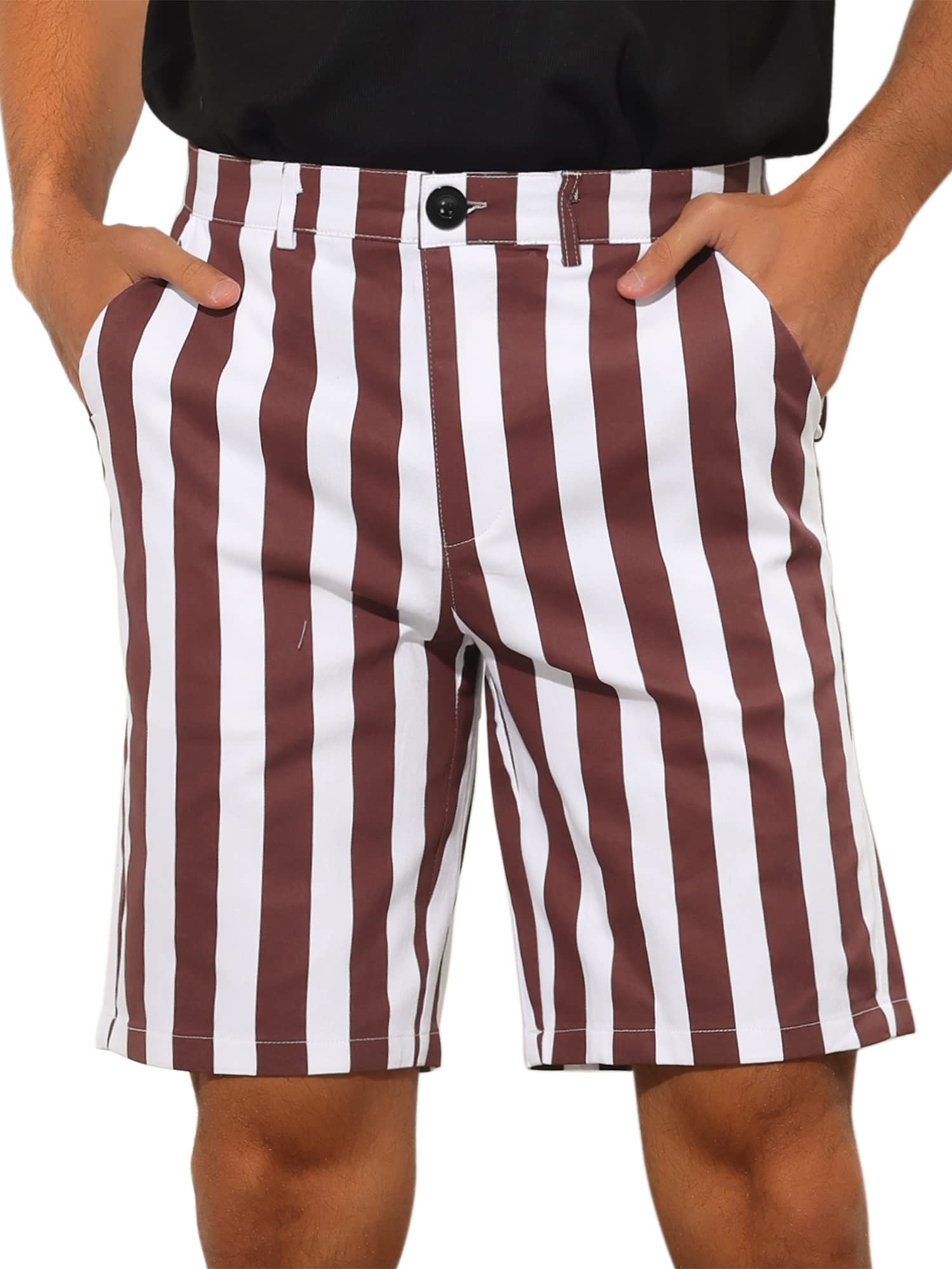 Lars Amadeus Men's Striped Shorts - Color Block Summer Chino Shorts with Flat Front | Casual Wear, Beach Outfits, and Summer Fashion