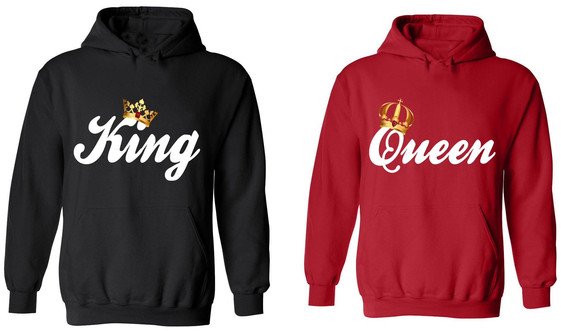 King & Queen Matching Couple Hoodies - His and Her Sweatshirts for Valentine's Day, Anniversary Gifts & Cozy Date Nights