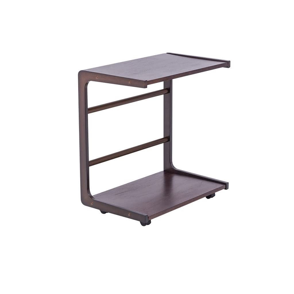 Portable C-Shaped Side Table with Wheels - Adjustable Overbed Table, Snack Tray & Laptop Stand for Sofa, Bed, or Office Use - Easy Assembly Rolling End Table for Living Room, Bedroom & Small Spaces