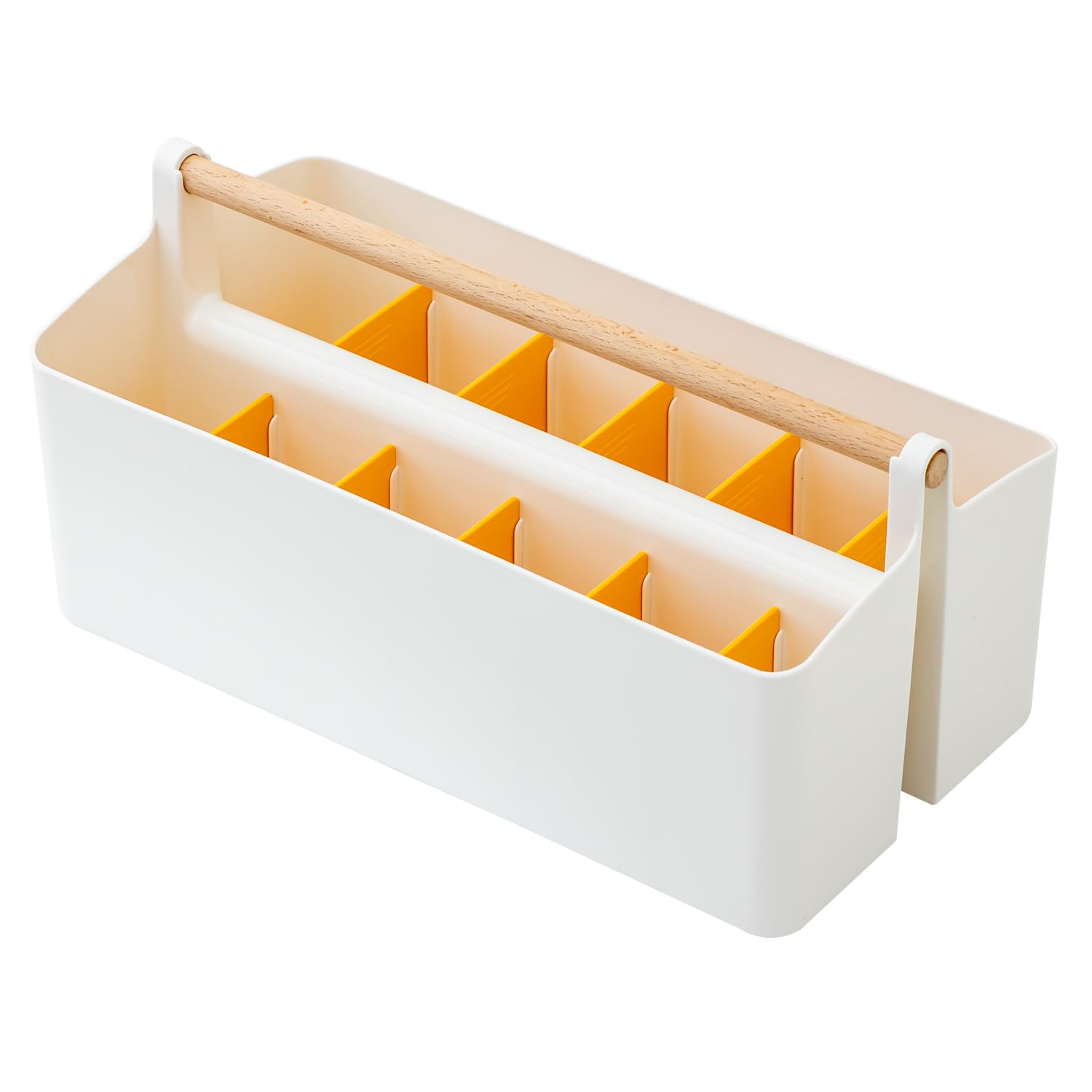 Art Supply Organizers Caddy with Handle - Large Desk & Makeup Storage Tote in White & Yellow - Perfect for Artists, Students & Office Organization