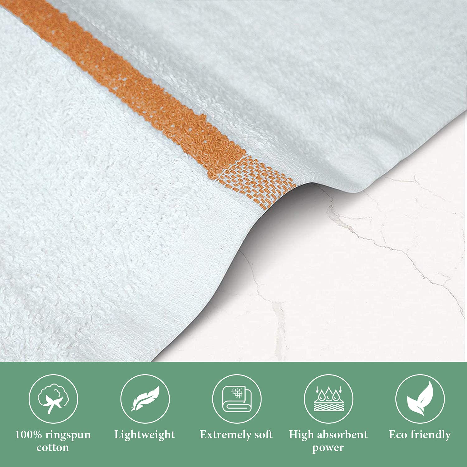 Bar Mop Gold Stripe 6 lbs 16x19 Pack of 36 - 100% Cotton Double Stitched Absorbent Kitchen Towels, Dish Towels & Washcloths Set - Perfect for Restaurants, Catering & Home Kitchen Use