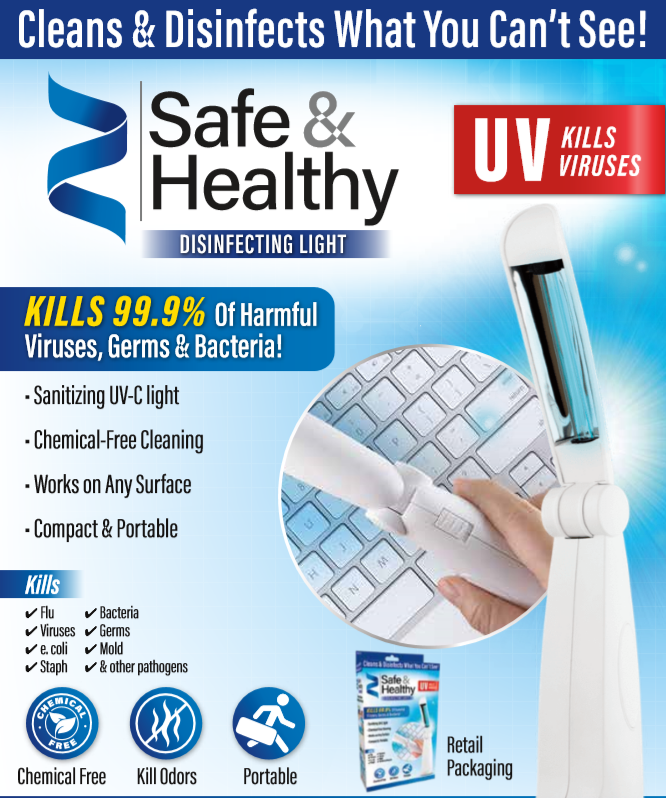Safe & Healthy UV Sanitizing Wand - Portable UV Light Sterilizer for Phones, Keys, Toys & Travel Essentials | Kills 99.9% Germs & Bacteria
