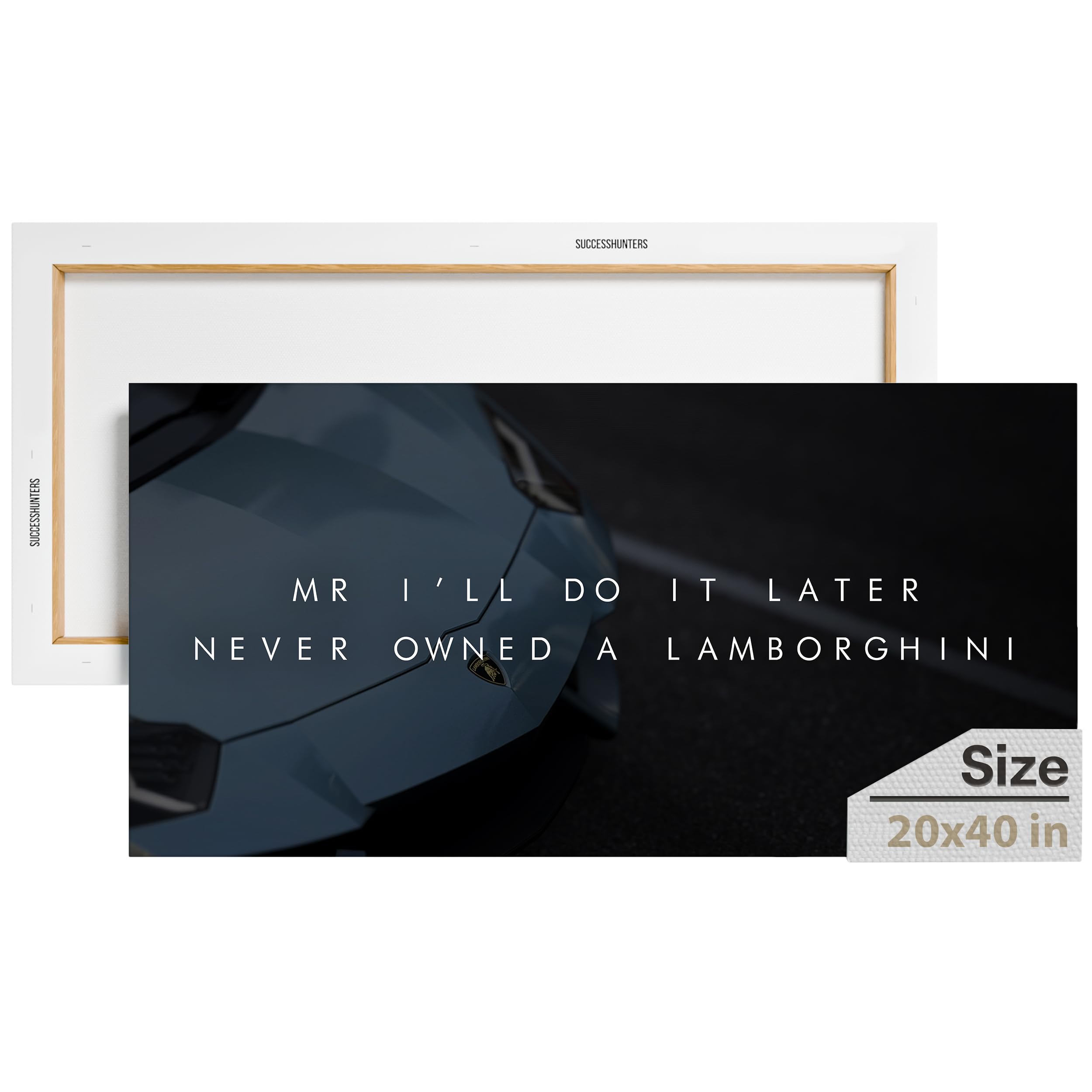 Motivational Supercar Wall Art Canvas - Lamborghini Sports Car Poster (40x20 in) for Office & Home Decor | Inspirational Automotive Art for Car Enthusiasts | Perfect for Man Cave, Garage, or Office Motivation