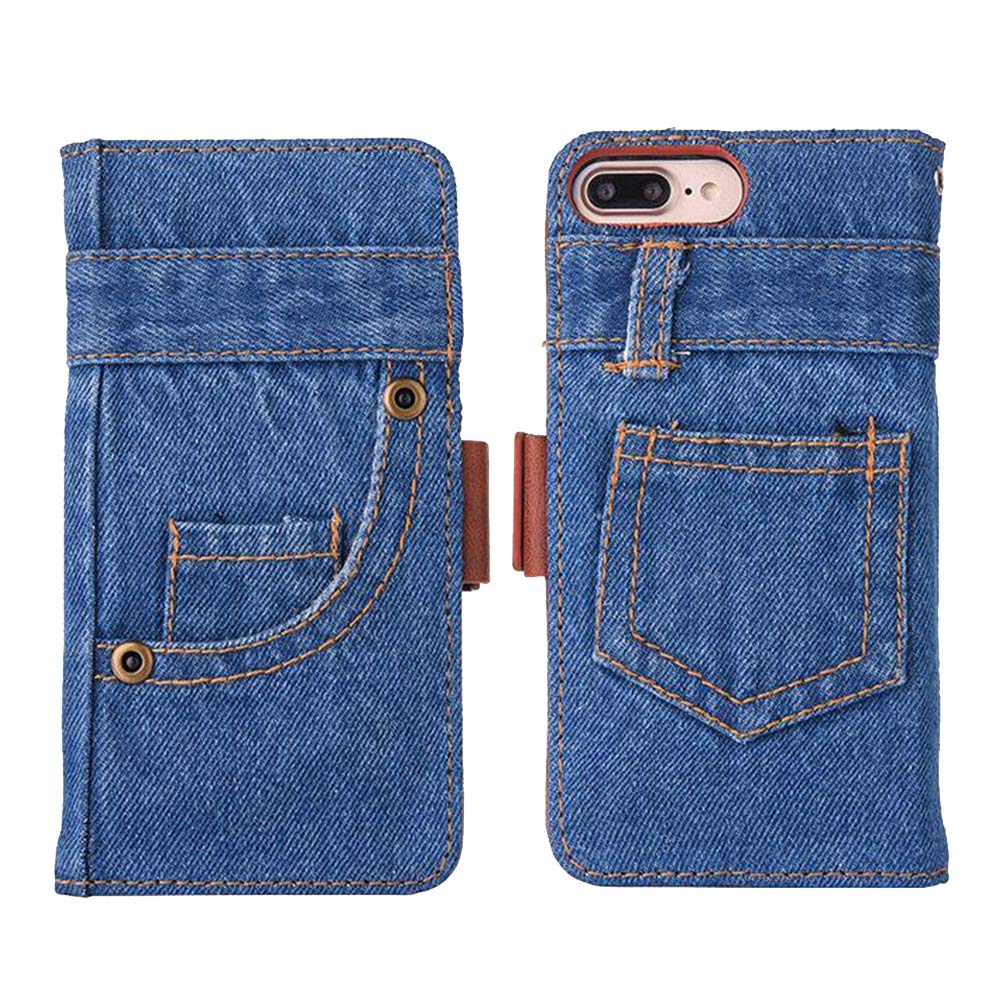 Personalized Denim Flip Wallet Case for iPhone 11 Pro Max - Slim Folio Cover with Card Slots & Kickstand | Shockproof Drop Protection | Perfect for Travel, Work & Everyday Use (Blue)