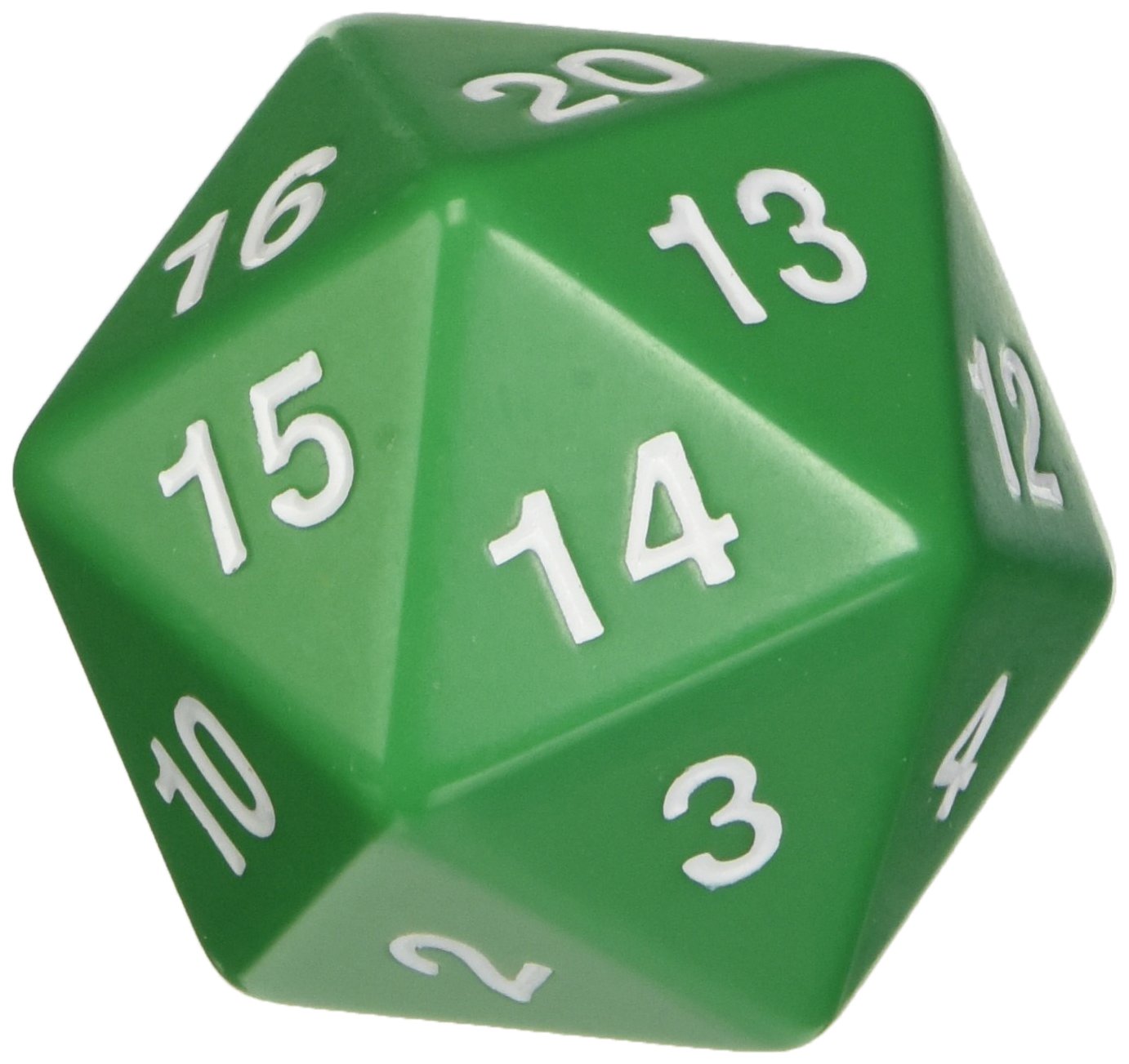 Koplow Games Green Jumbo D20 Dice - 55mm Count Down Dice for Tabletop RPGs, D&D, Board Games & Math Education
