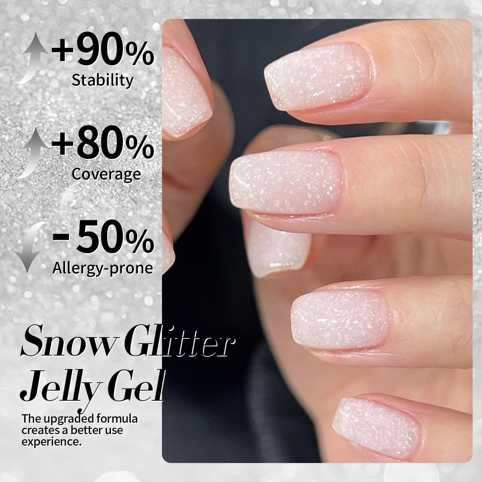 White Snow Glitter Jelly Gel Polish 15ml - Long Lasting Nail Polish for Manicure & Pedicure - Perfect for Christmas, Winter Nail Art & Special Occasions