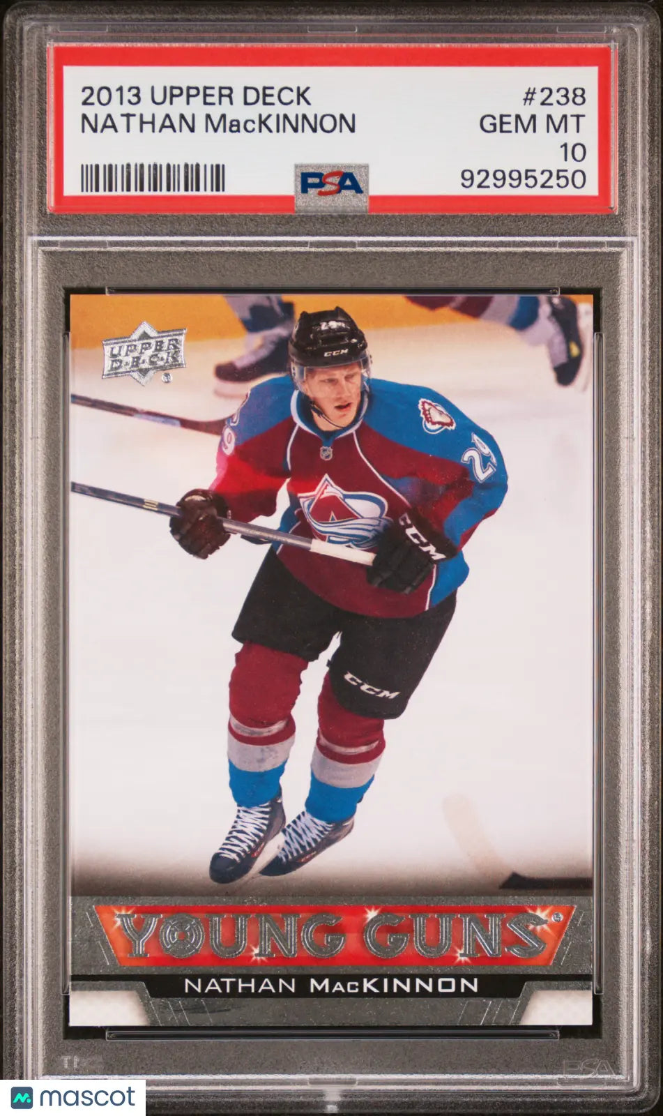 2013-14 Upper Deck Series 1 Hockey Nathan MacKinnon Young Guns Rookie Card PSA 10 Gem Mint - Perfect for Hockey Card Collectors and NHL Memorabilia Enthusiasts