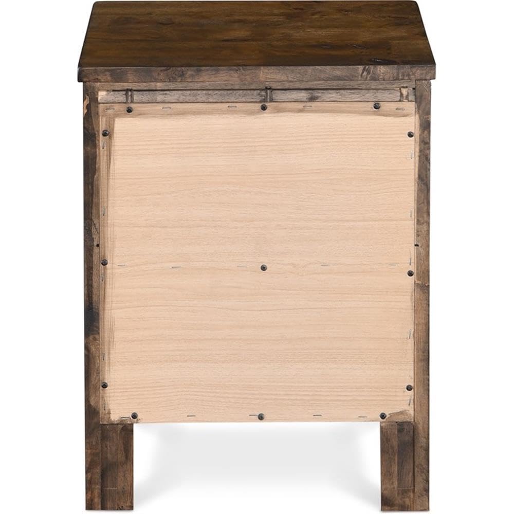 Finch Stratford Farmhouse Wooden Nightstand with 2 Drawers - Rustic Brown Bedside End Table with Space Saving Design | Perfect for Small Bedrooms, Guest Rooms & Apartment Living