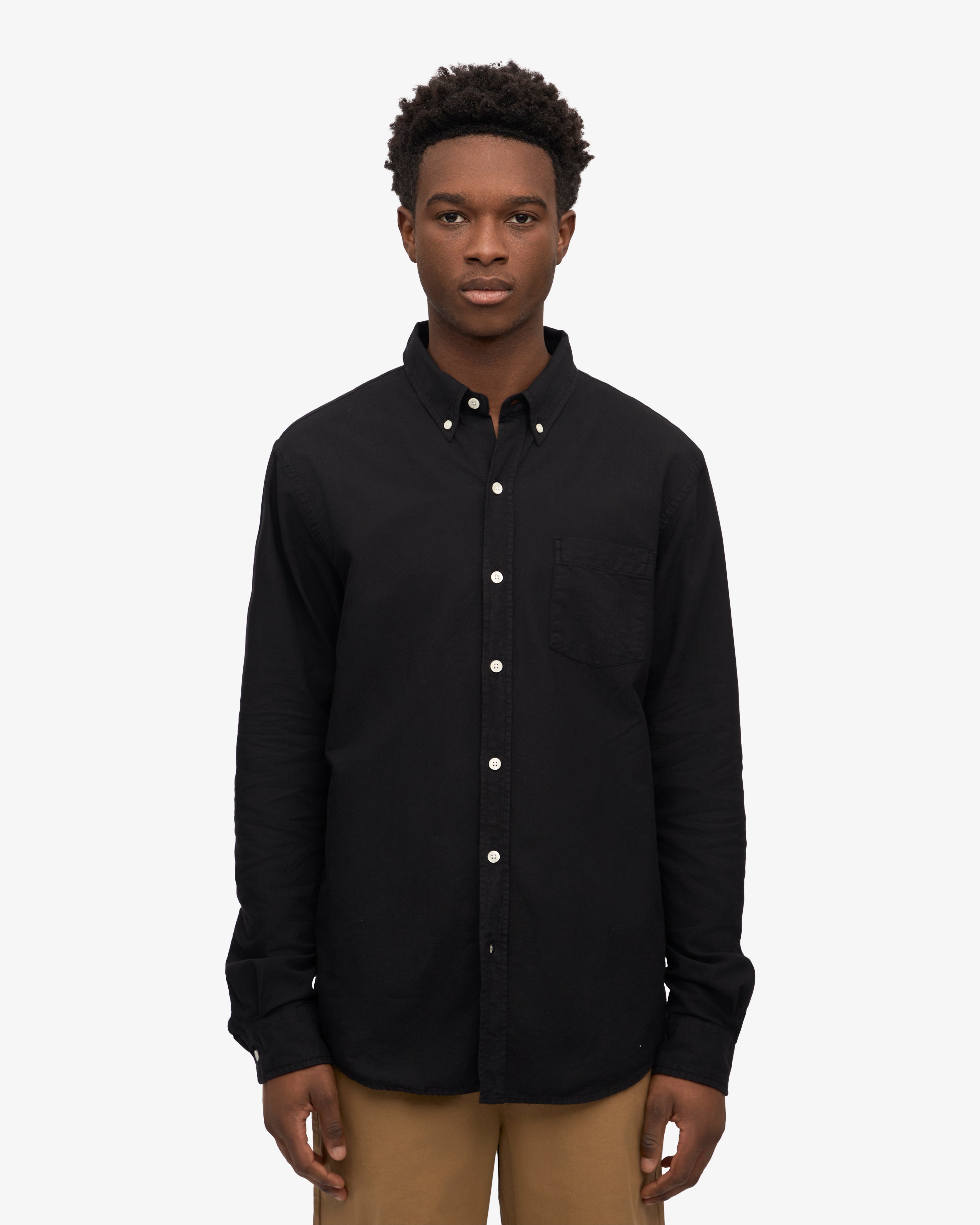Organic Cotton Button Down Shirt for Men - Deep Black - Comfortable Casual & Business Wear for Office, Dating & Outdoor Activities