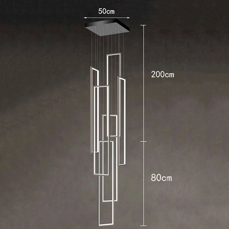 Modern Rectangular Pendant Lights for Staircase Chandelier - Elegant LED Lighting Fixture for Home & Foyer Decor - Perfect for Hallway, Entryway, and Stairwell Illumination