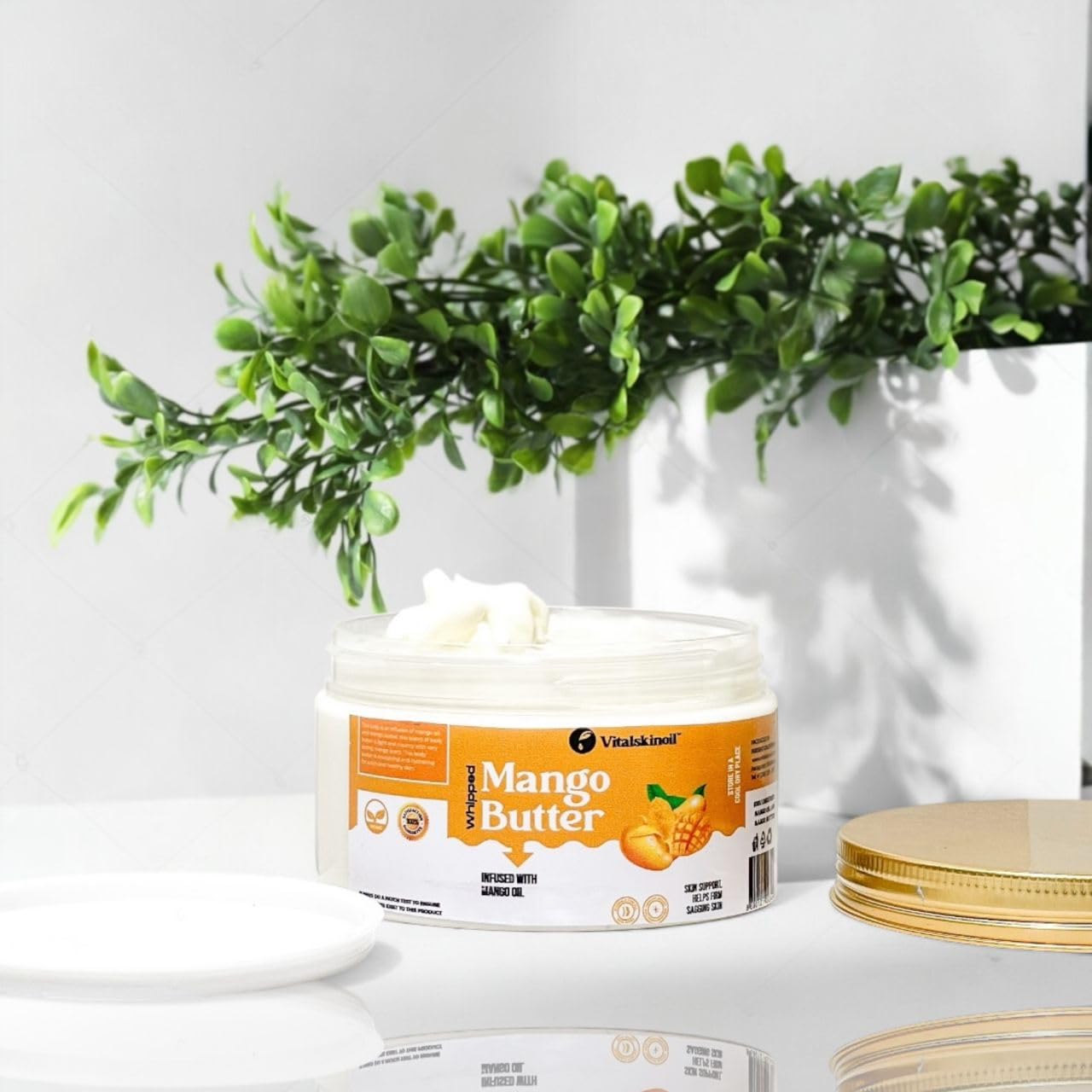 Organic Mango Butter & Oil Lotion Cream for Face, Body & Hair - Deep Moisturizing Body Butter for Dry Skin - Perfect for Massage, DIY Skincare & Hair Care