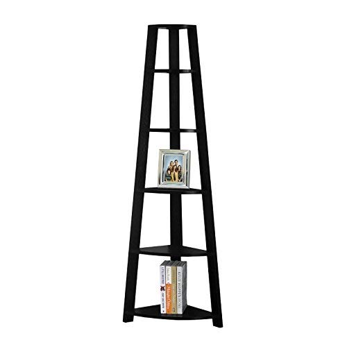 Monarch Specialties Black Corner Bookcase 72