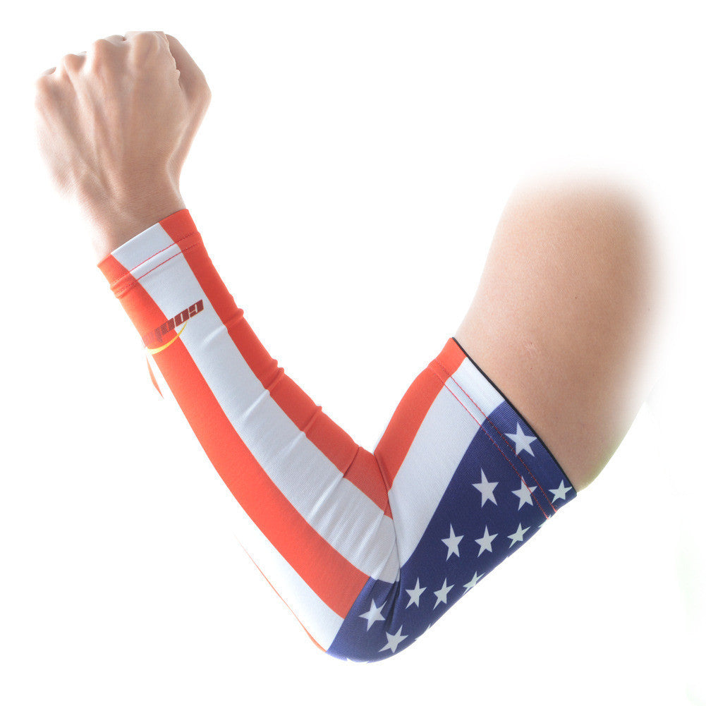 American Flag Printed Anti-Slip Arm Sleeves for Sports & Outdoor Activities - UV Protection & Breathable Design