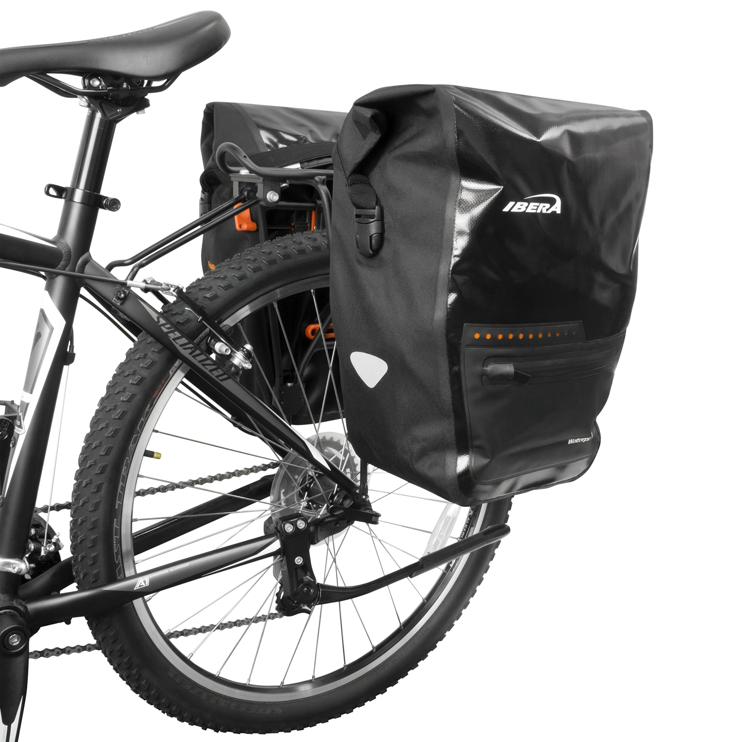 **Ibera 30L Waterproof Bike Panniers (Pair) - Quick-Release Clip-On Bicycle Saddle Bags with Rain Cover - Fits Most Rear Racks - Perfect for Commuting, Touring & Outdoor Adventures (Black)**